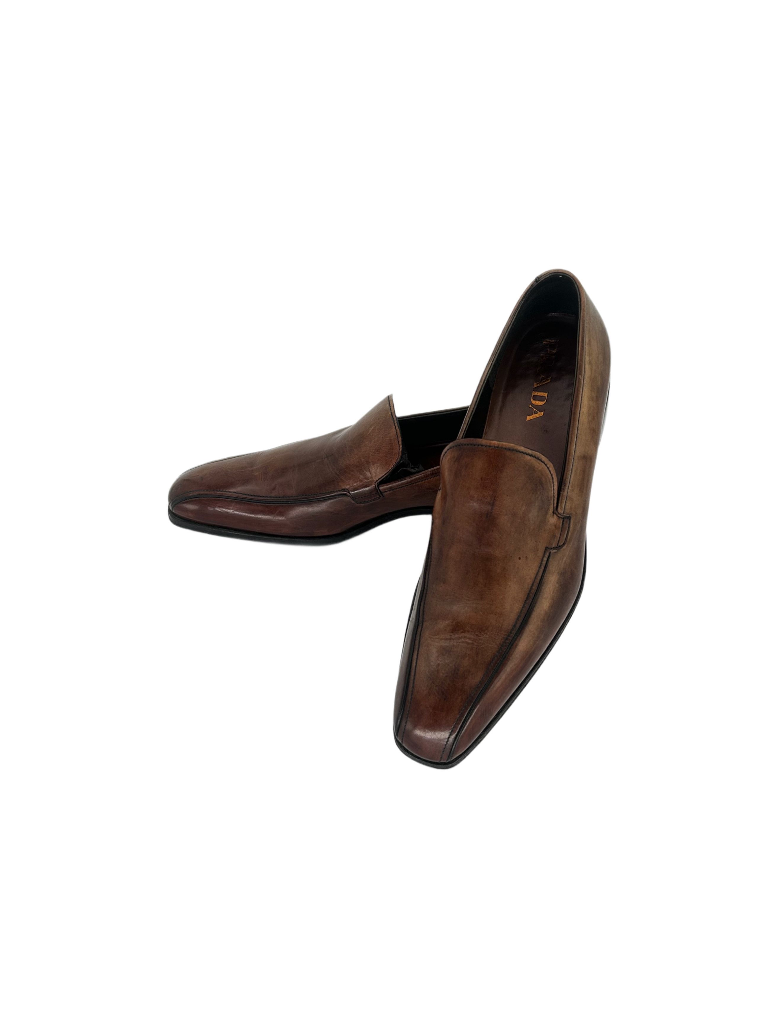 Prada Prada Burgundy Hi - Shine Leather Loafer Shoes Size US 7 / EU 40 - 3 Thumbnail