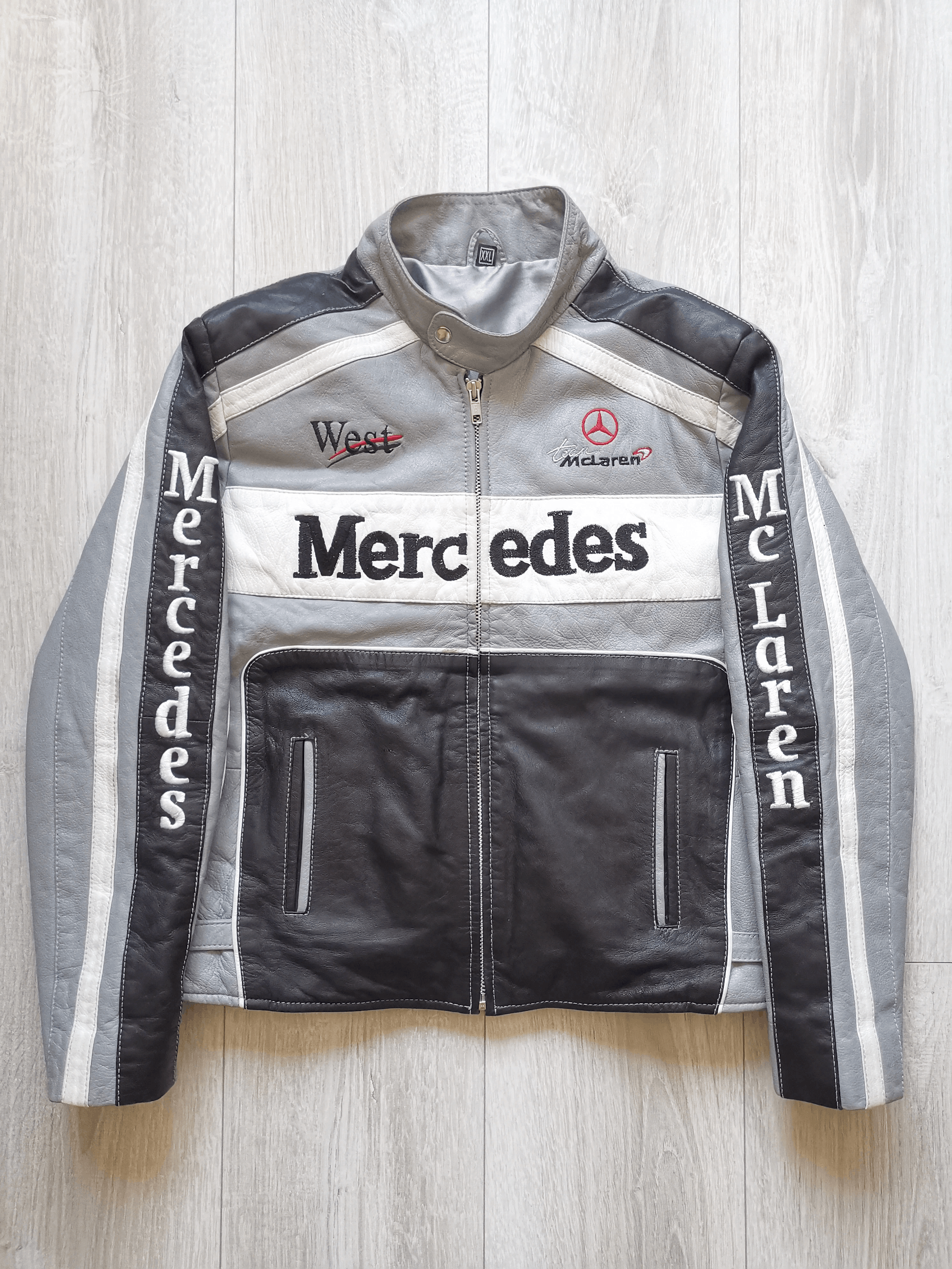 Vintage Mercedes X Mclaren Racing Leather Jacket Streetwear Size US XL / EU 56 / 4 - 2 Thumbnail
