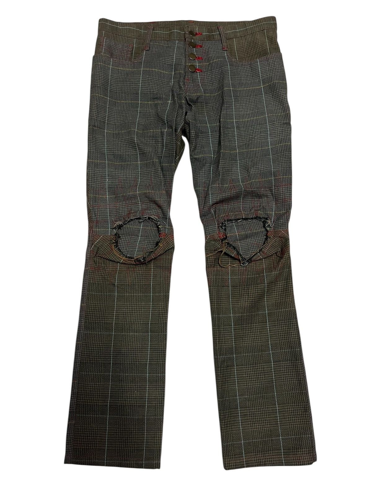 Christopher Nemeth 🔥Christopher Nemeth Distressed Check Embroidered Pants Size US 34 / EU 50 - 2 Thumbnail