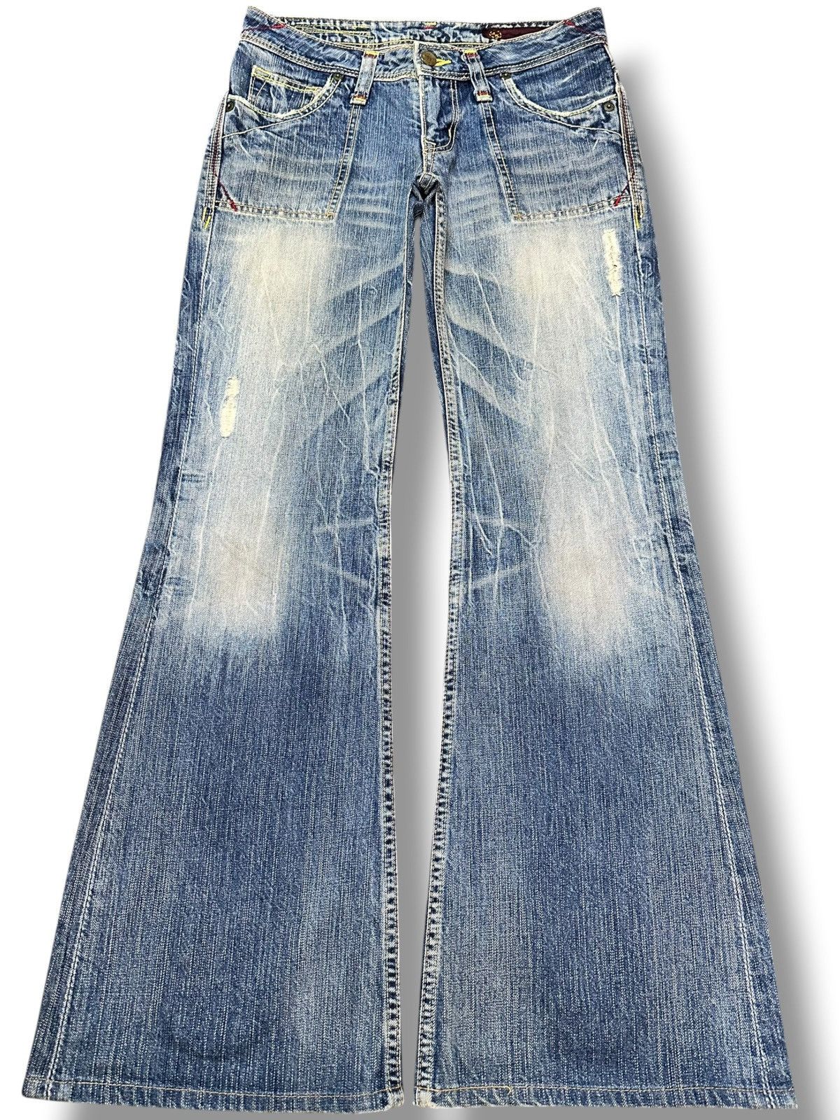 Tornado Mart Vintage Brappers Flare Bootcut Whiskers Distressed Denim Size US 29 - 1 Thumbnail