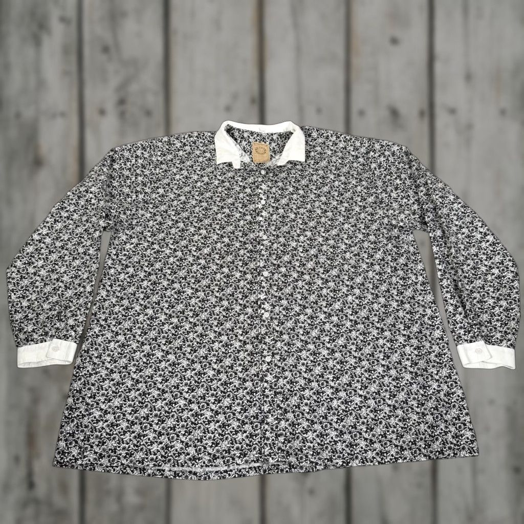 Vintage VINTAGE Wah Maker Shirt Black White Floral Paisley Button Up Long Sleeve Men's XL White Collar/ cuffs Western Theme Men's XL Size US XL / EU 56 / 4 - 1 Thumbnail