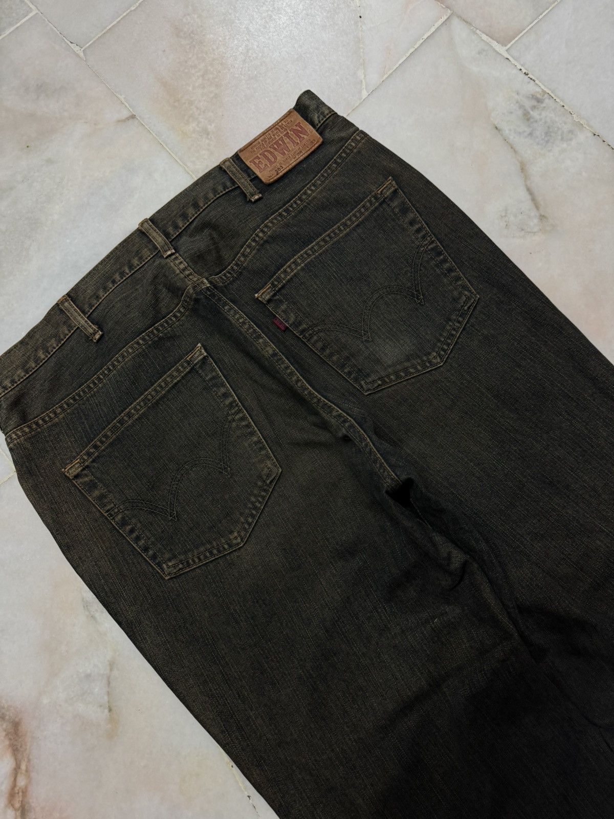 Edwin 💥SICK💥Vintage 503 Regular Rusty Insane Dark Mud Washed Jeans Size US 34 / EU 50 - 13 Thumbnail