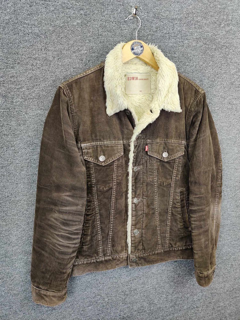 Edwin Vintage Edwin Corduroy Shearling Brown Trucker Jacket Size US M / EU 48-50 / 2 - 5 Thumbnail