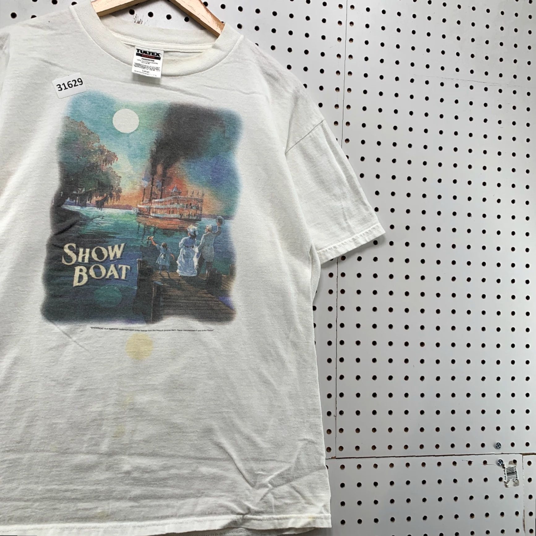 Tultex VINTAGE Show Boat Shirt White Mens L Movie TEE 90s Tultex Short Sleeve Size US L / EU 52-54 / 3 - 4 Thumbnail