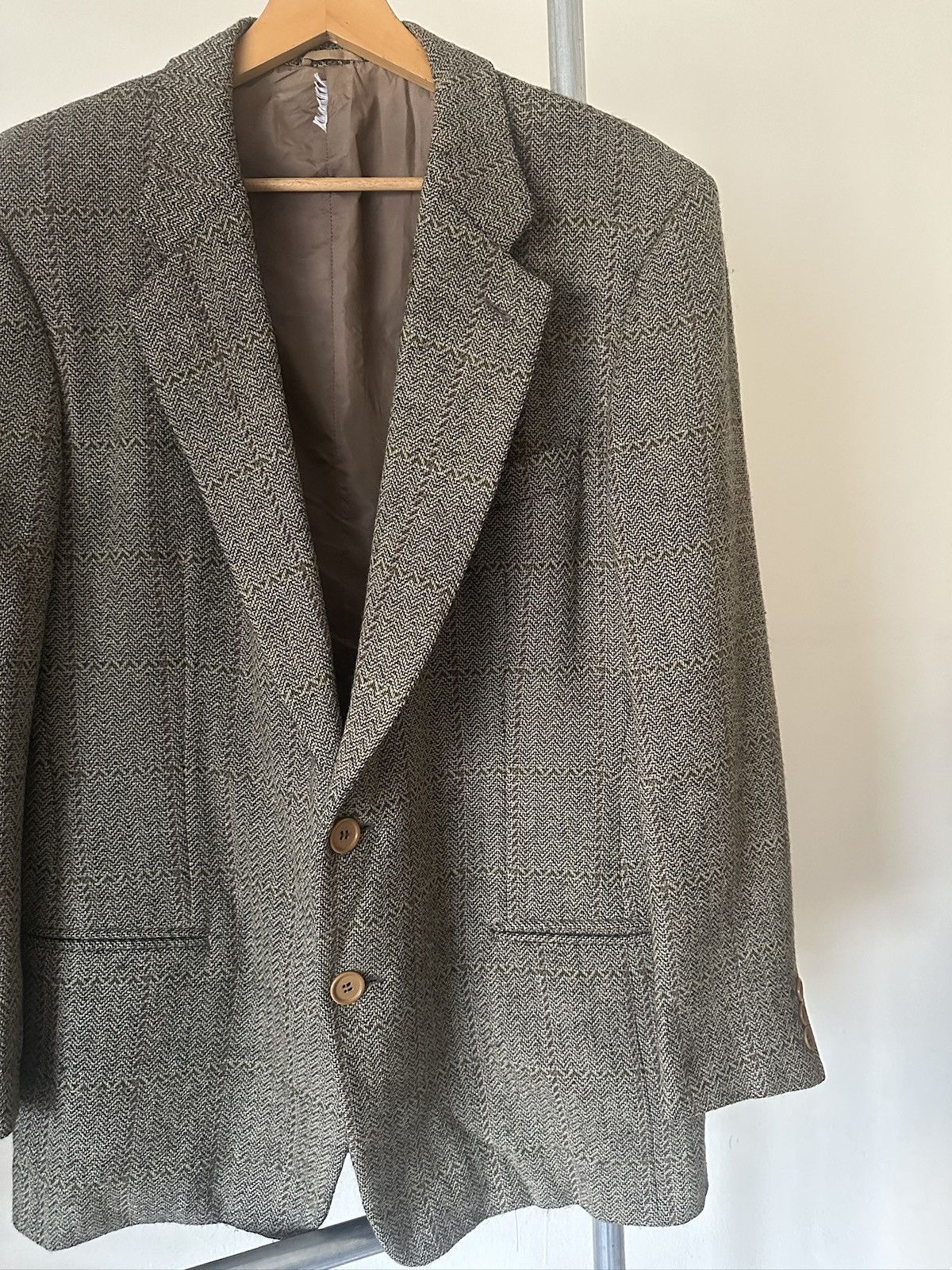 Giorgio Armani 1990s Giorgio Armani Wool Tweet Jacket Size US L / EU 52-54 / 3 - 3 Thumbnail