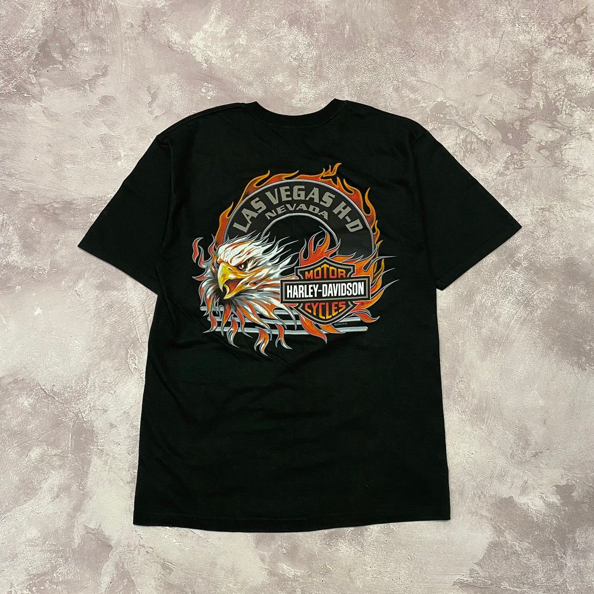 Pre-owned Harley Davidson X Vintage Harley Davidson Eagle T-shirt In Black