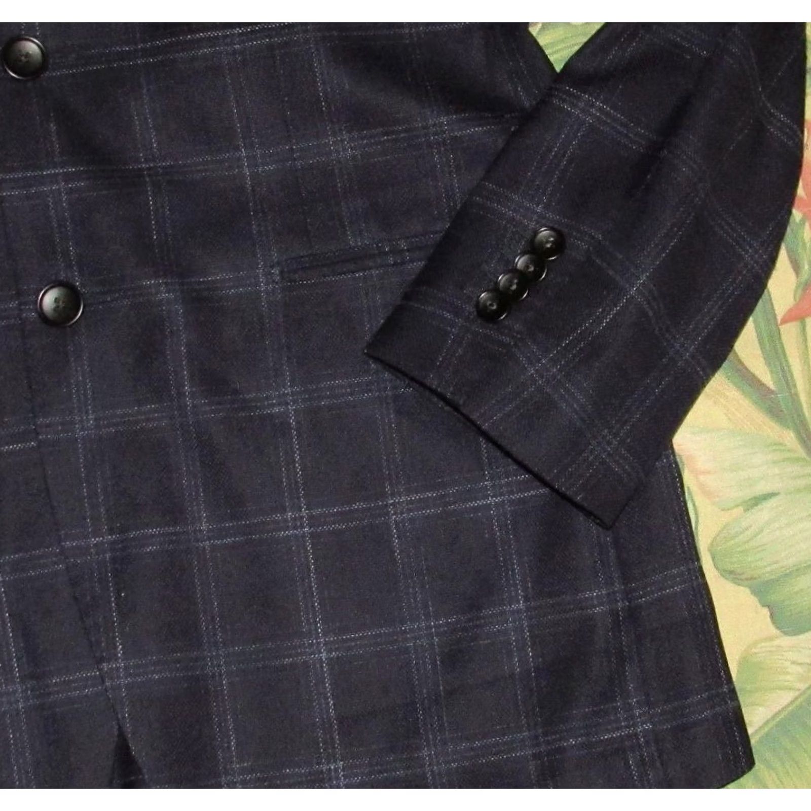 Suitsupply Suitsupply Blazer Navy Plaid Havana Jetted Wool Silk Linen Unstructured 40 Long Blazer Mens Size 40R - 3 Thumbnail