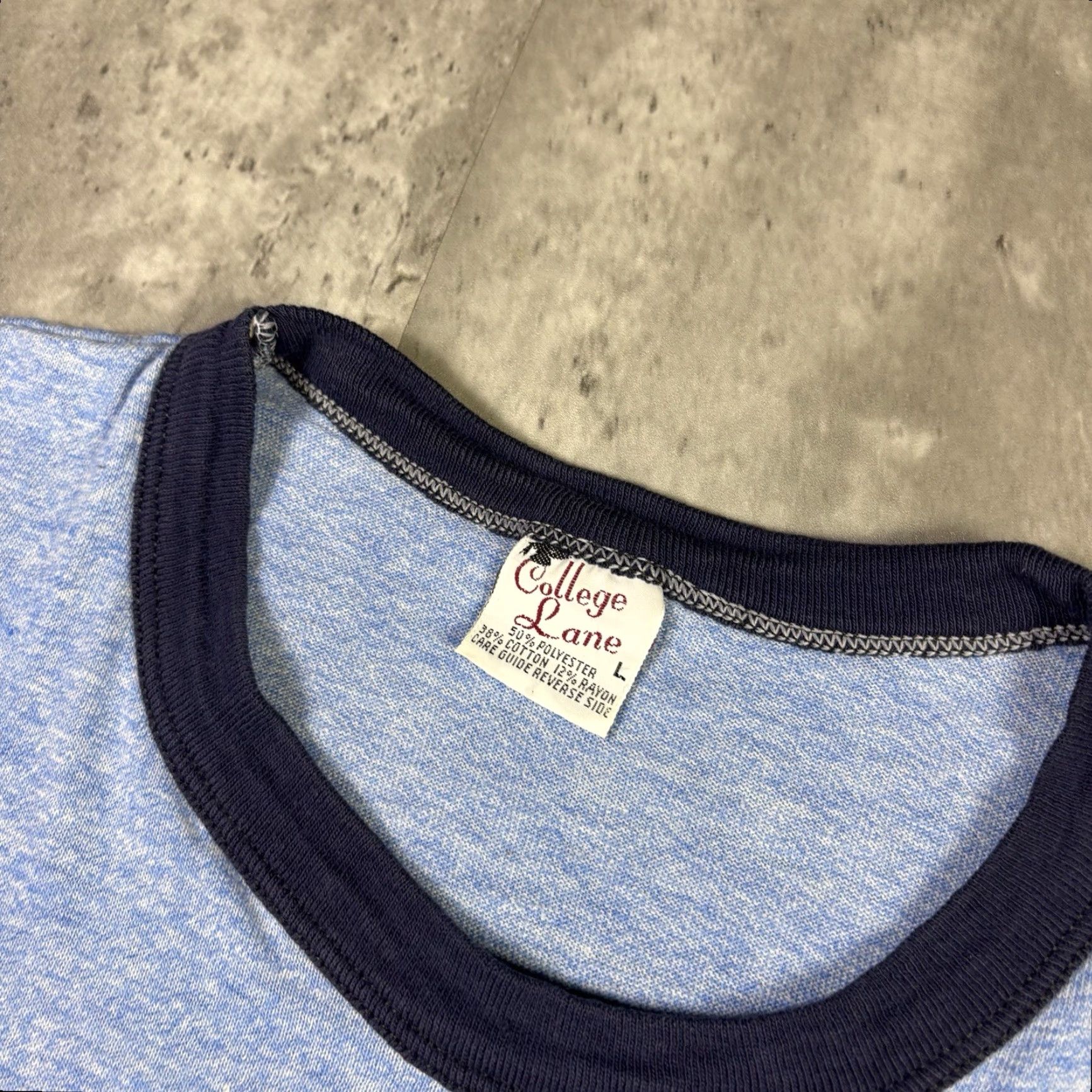 Vintage VINTAGE College Lane T Shirt Blue 70s Mens Adult L Graphic Print Crew Neck Short Sleeve Cotton Vintage Size US L / EU 52-54 / 3 - 3 Thumbnail