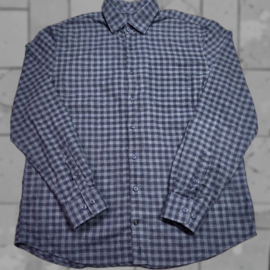 Vintage Johnny O Button-Up Shirt Men Blue Gingham Check Long Sleeve Cotton Flannel L Size US L / EU 52-54 / 3 - 1 Thumbnail