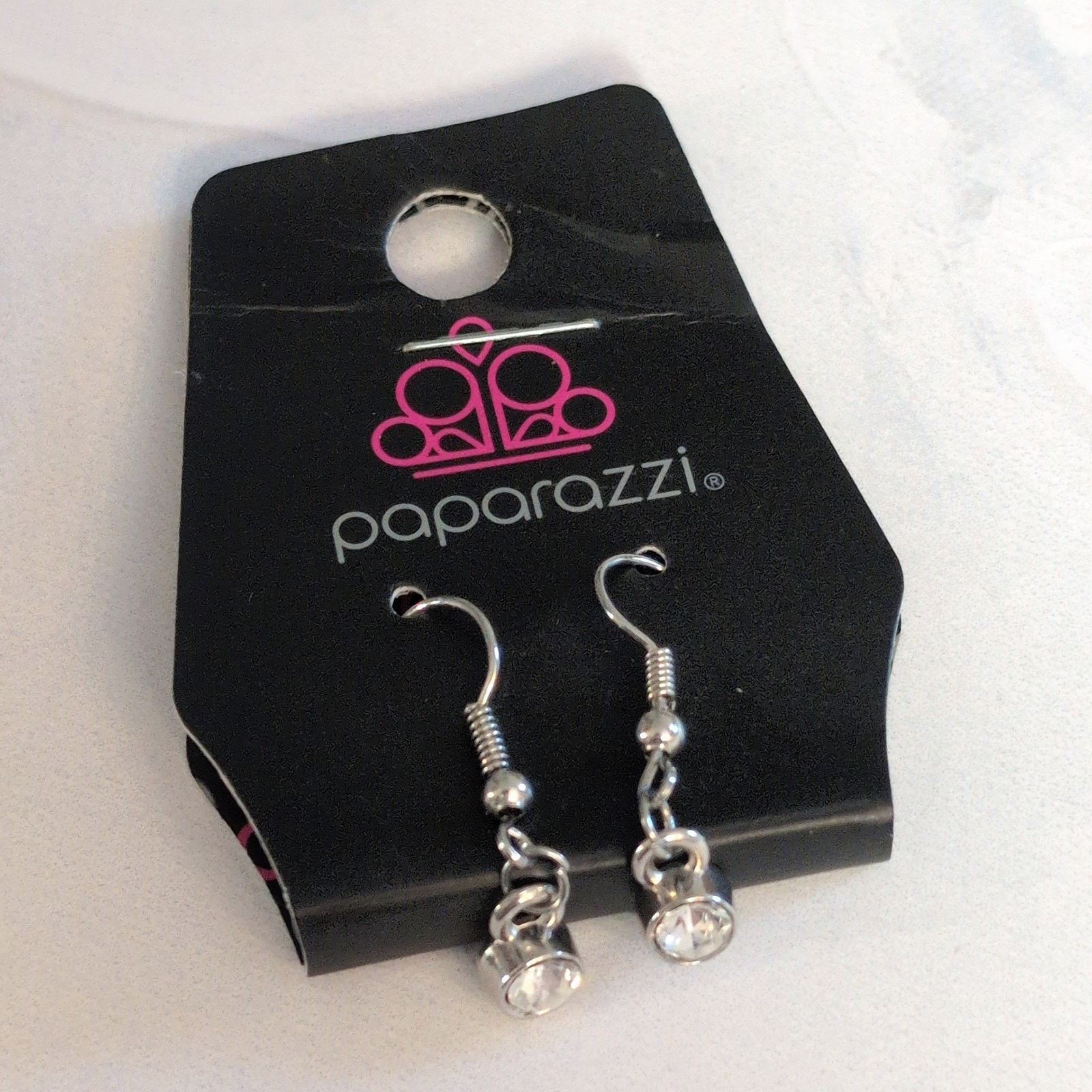 Other 2010s Paparazzi Silver-Tone & White Crystal Dangle Earrings Size ONE SIZE - 6 Thumbnail