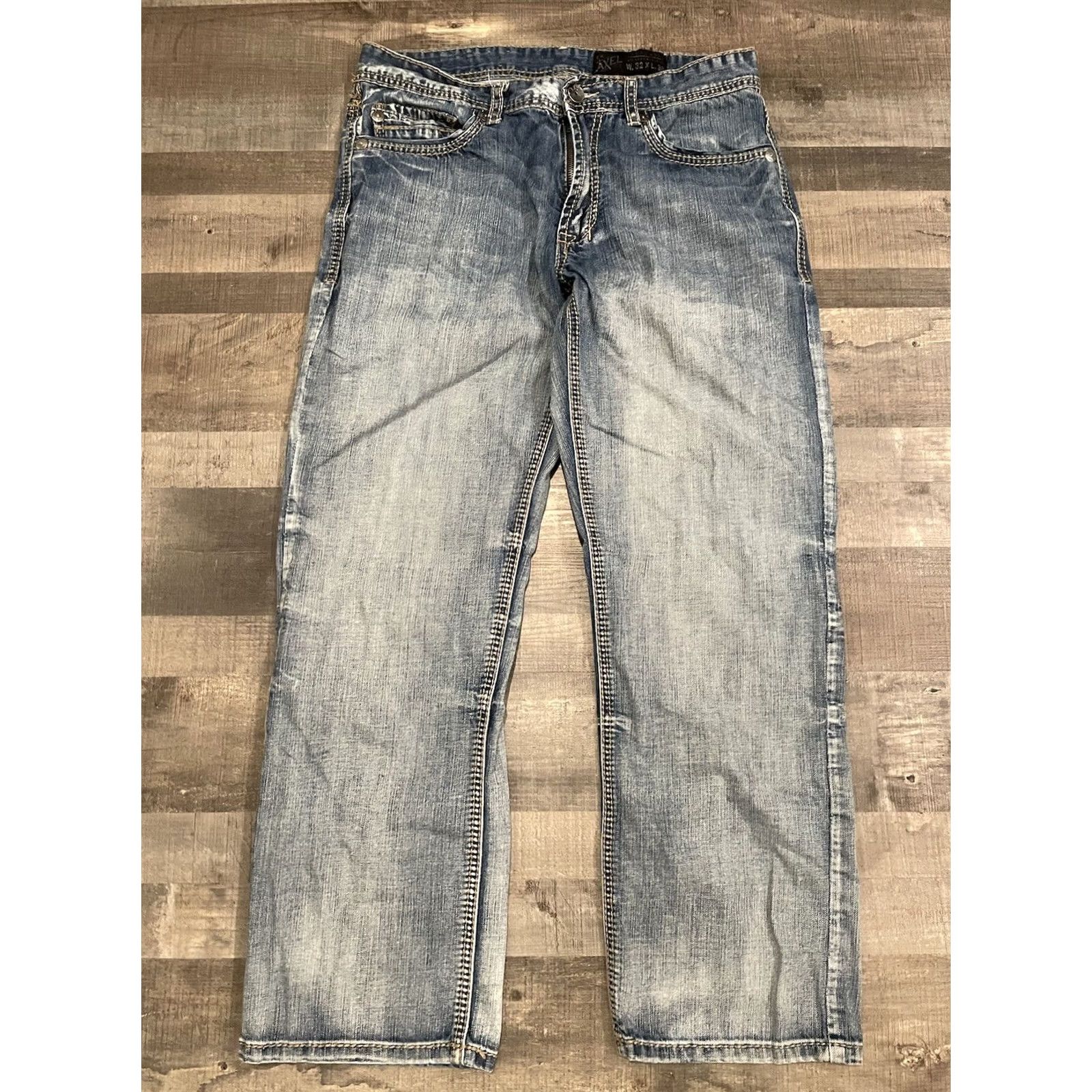Denime TK Axel Jeans Men 32x30 Denim Straight Jeans 5-Pocket Biker Cowboy Rock Blue Medium Cotton Size US 32 / EU 48 - 3 Thumbnail