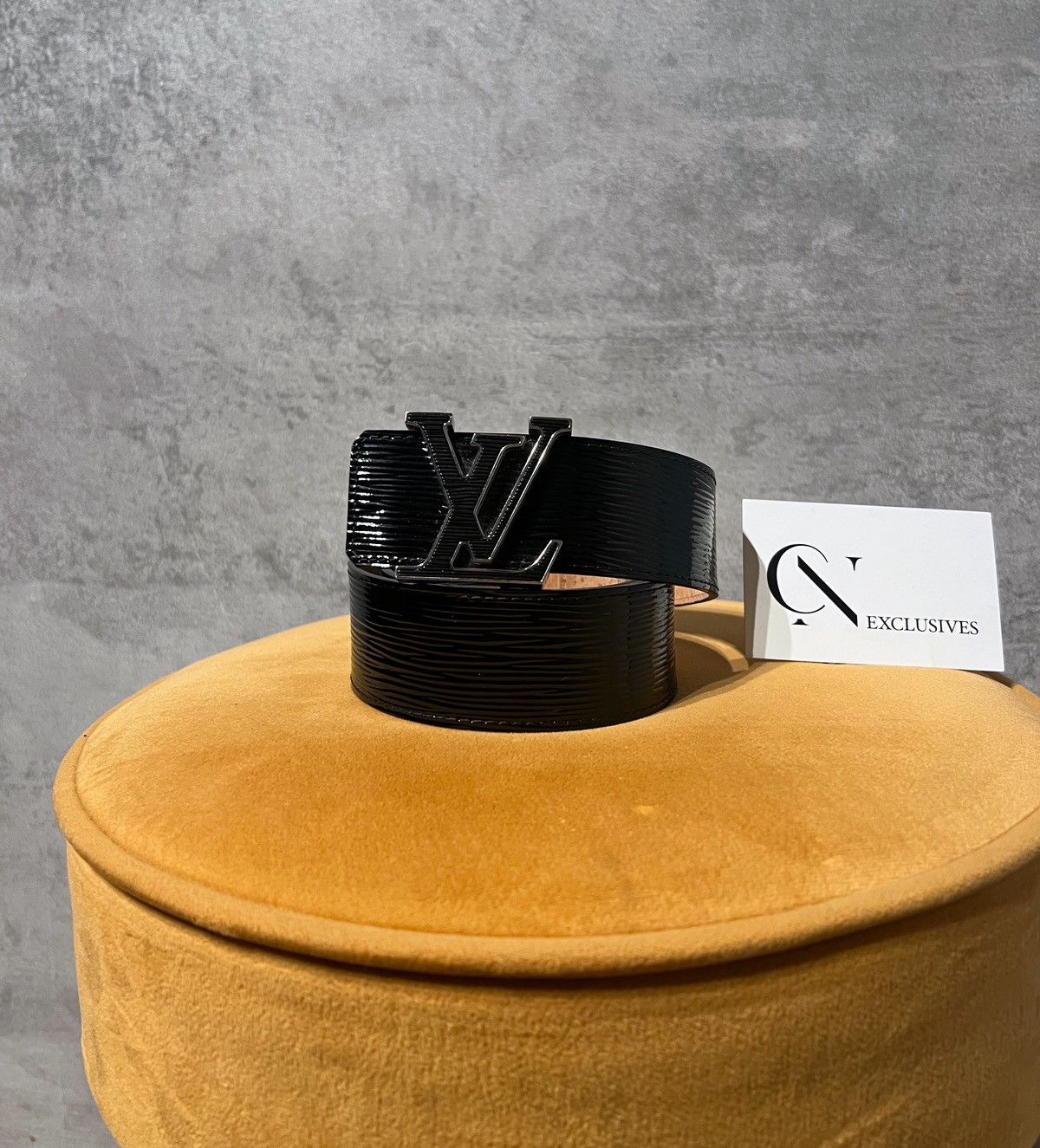 image of Louis Vuitton Lv Initiales Epi Electric Belt in Black, Men's (Size 36)