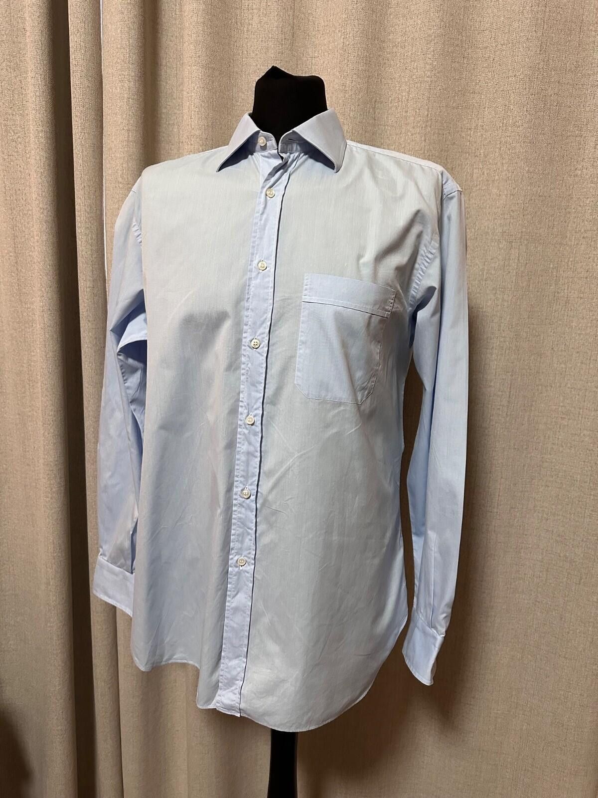 Brioni Brioni Men's Light Blue Herringbone Dress Shirt 16 41 Italy Size 42R - 4 Thumbnail