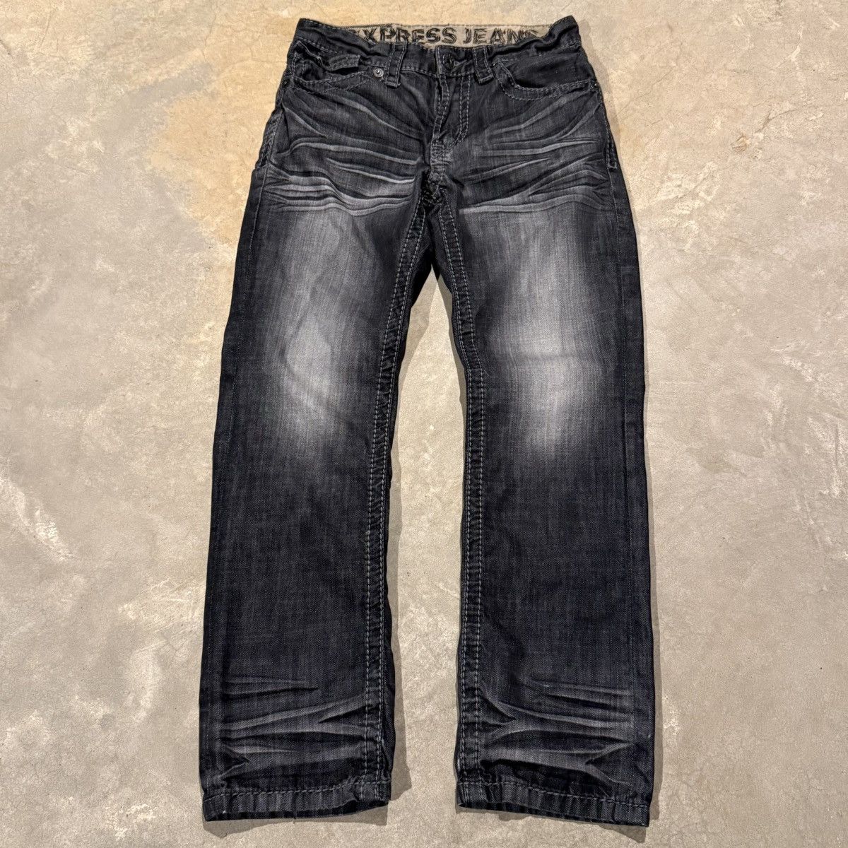 Vintage Vtg 2000s Faded Distressed Flap Pocket Jeans ERD Grunge Y2K Size US 29 - 2 Thumbnail
