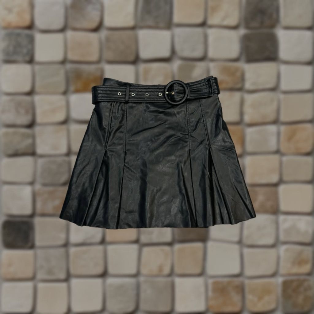 Zara Zara Skirt Womens XS Black Belted Waist Pleated Mini A Line Casual Gothic Festival Vintage: No Size 26" / US 2 / IT 38 - 1 Thumbnail