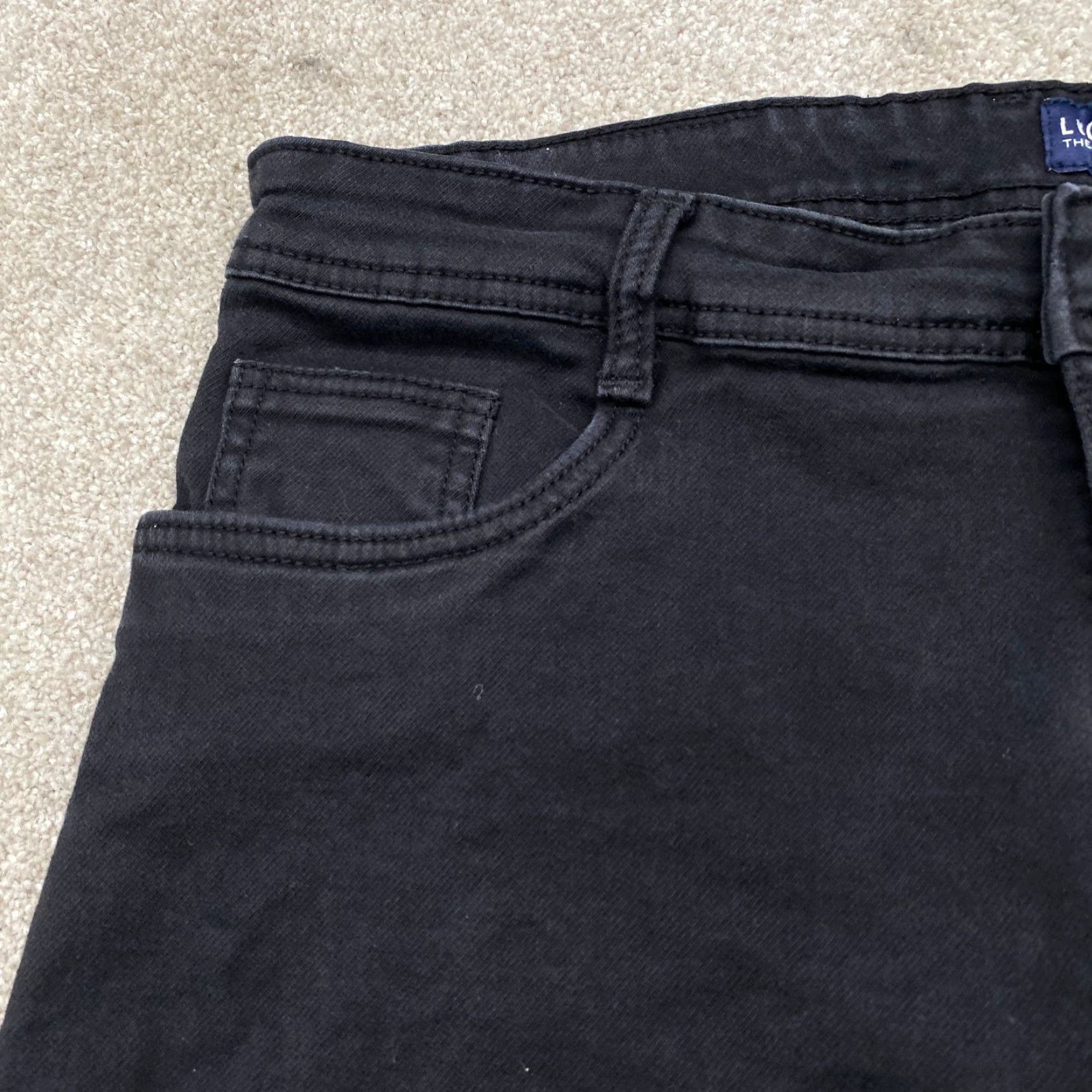 Vintage Lucan London Jeans Men's 36x28 Black Stretch Straight Leg Milano Fit 6939 - Regular Waist 36 Black Denim Cotton Spandex 5-Pocket Mens Size US 36 / EU 52 - 6 Thumbnail