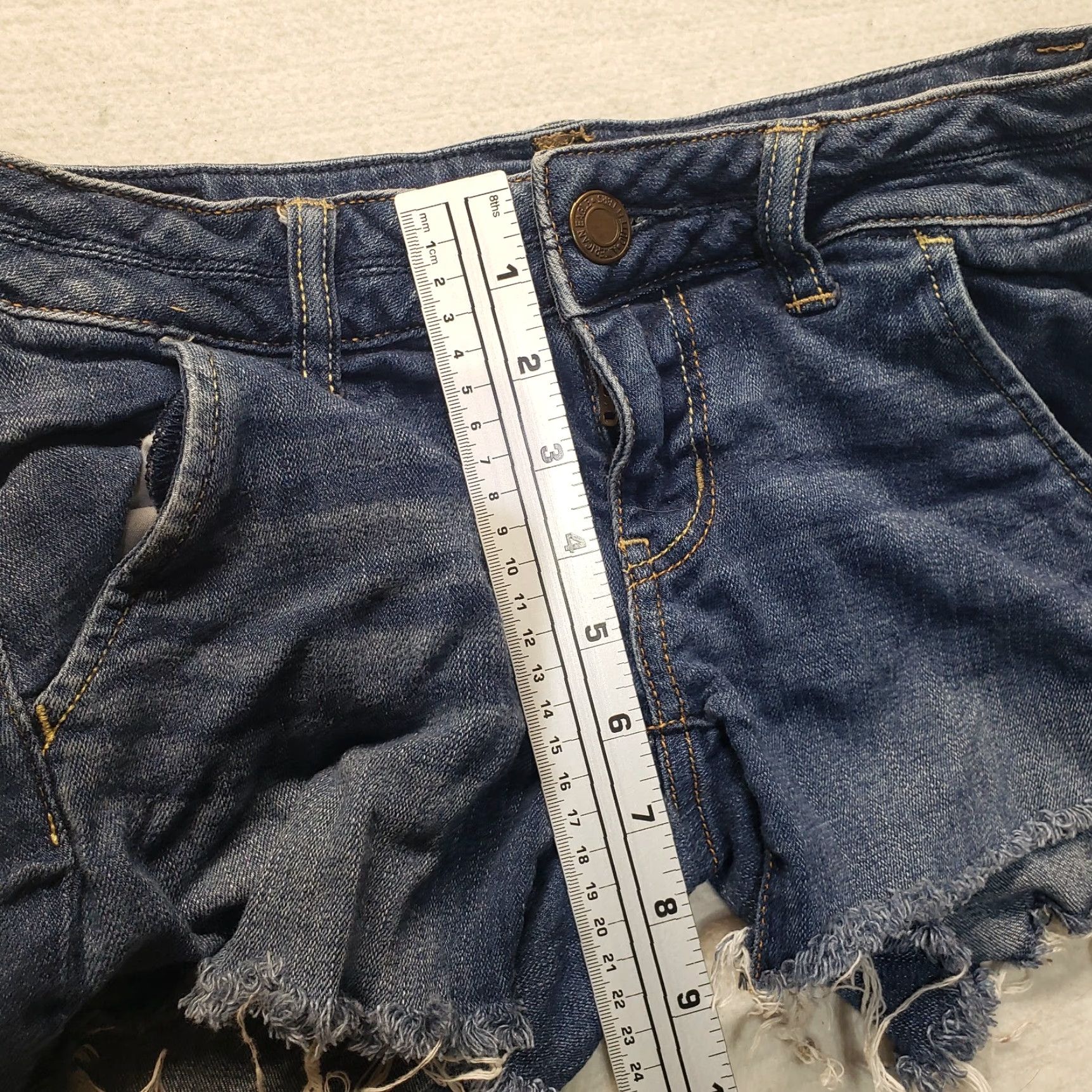 American Eagle Outfitters American Eagle Shortie Denim Cutoff Shorts Shorts Super Blue Stretch Hi Rise 0 Women's Size 25" / US 0 / IT 36 - 6 Thumbnail