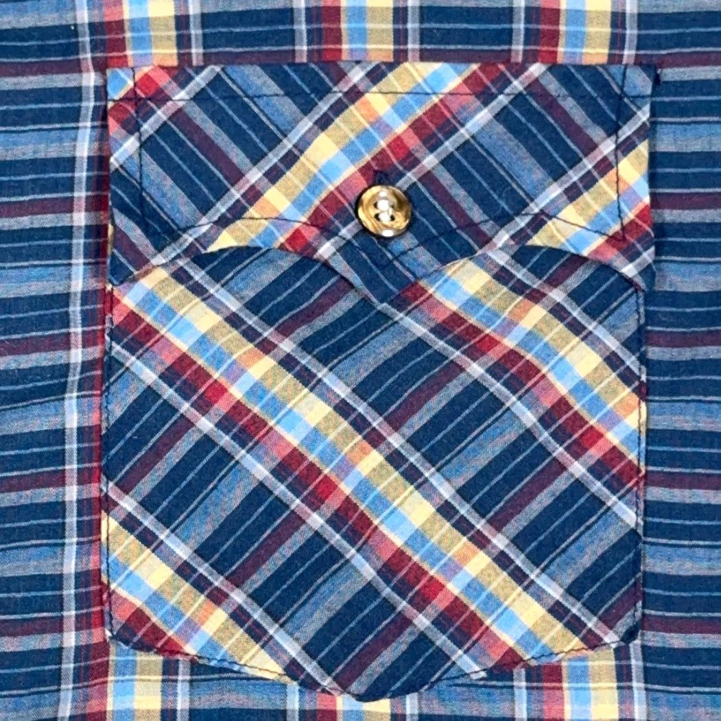 Rainbow VINTAGE Kingsport Shirt Adult MEDIUM Blue Plaid 80s Button Up Size US M / EU 48-50 / 2 - 5 Thumbnail