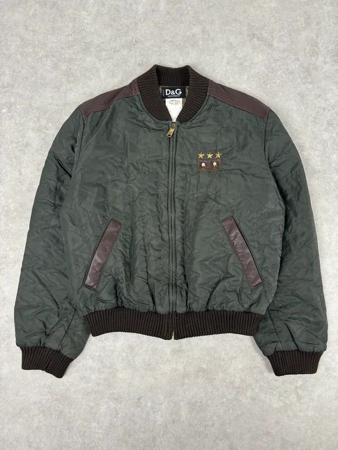 Dolce & Gabbana AW2001 Dolce & Gabbana Quilted Olive Hybrid Leather Bomber Jacket Size US M / EU 48-50 / 2 - 1 Thumbnail