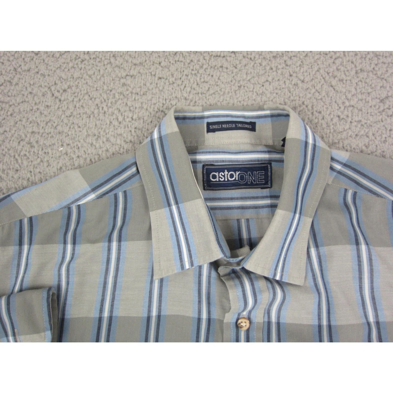 Vintage VINTAGE Astor One Shirt Mens Button-Up Gray Striped 90s 80s Large L Adult Men Shirt-Black? Size US L / EU 52-54 / 3 - 3 Thumbnail