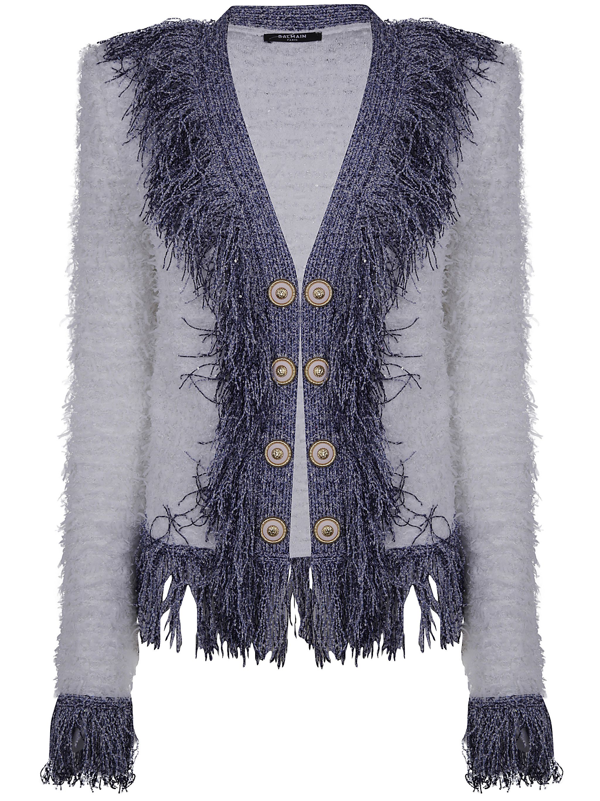 Balmain COLLARLESS GLITTERED FRINGED TWEED JKT Size M / US 6-8 / IT 42-44 - 1 Thumbnail