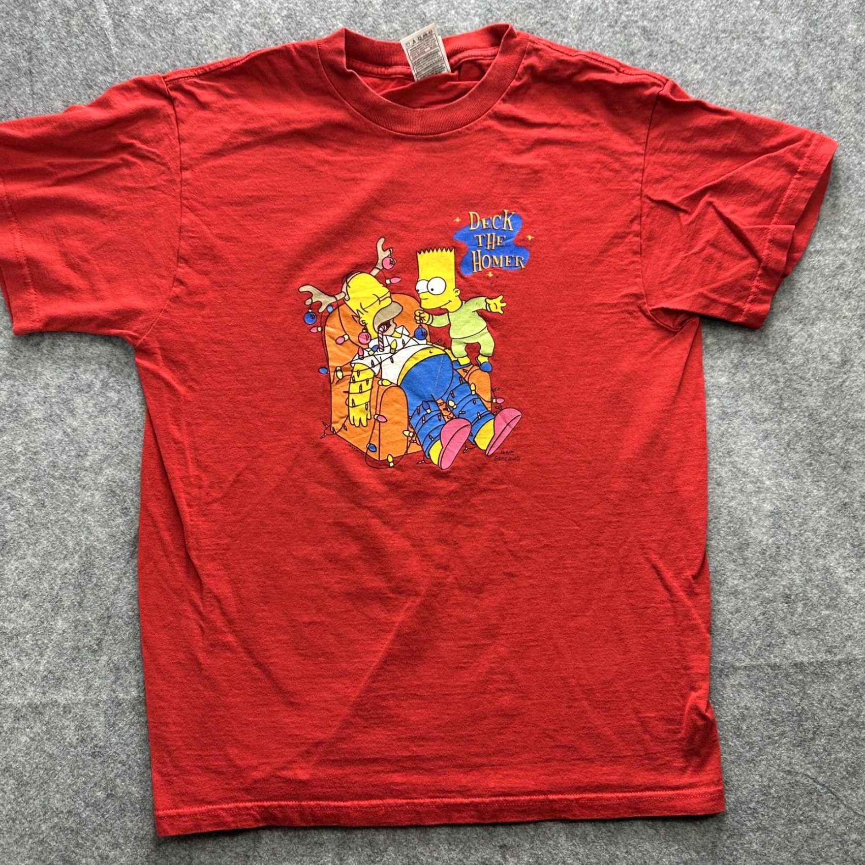 Fruit Of The Loom VINTAGE Simpsons Deck The Homer Shirt Mens Medium Red Christmas Cartoon 90s Size US M / EU 48-50 / 2 - 2 Thumbnail