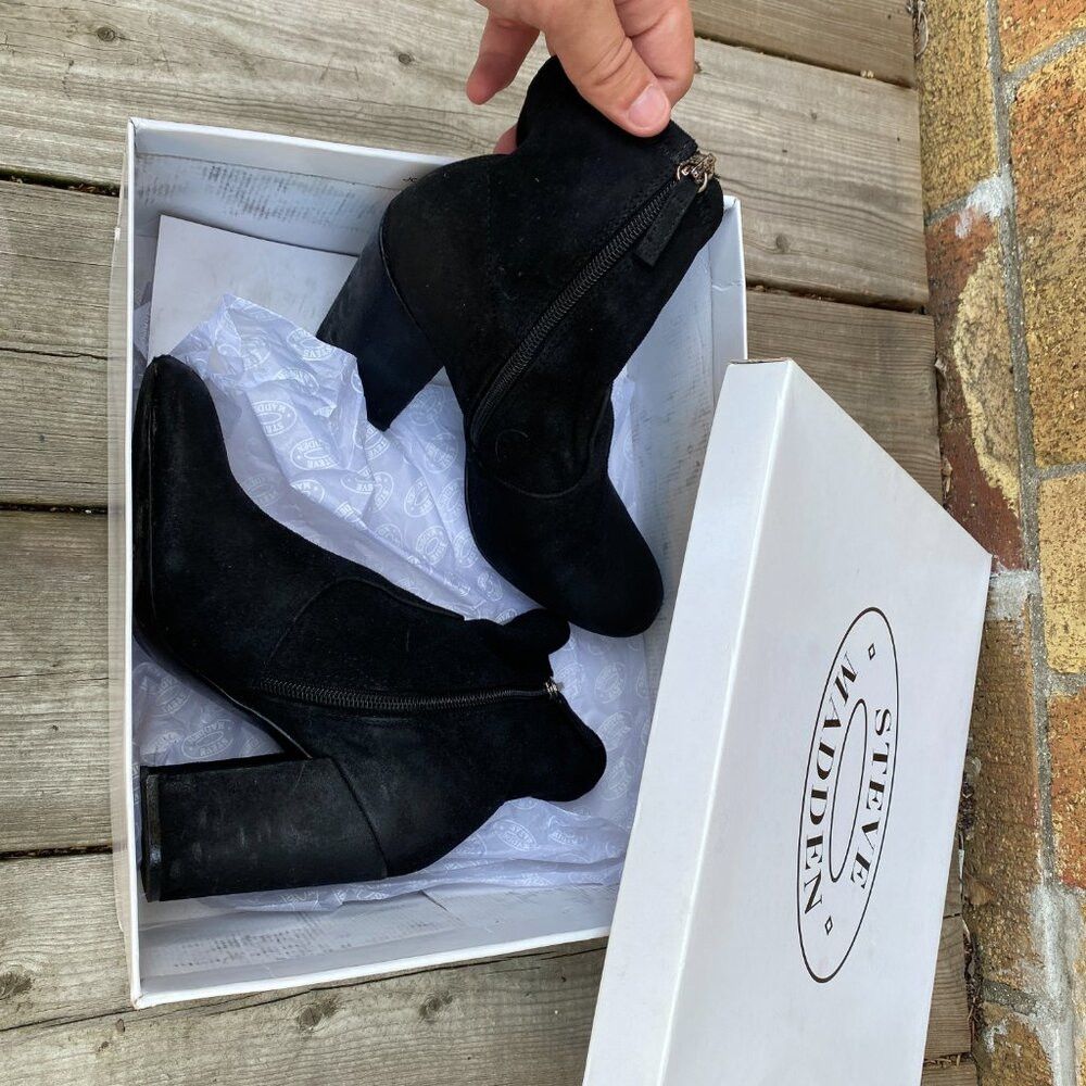 Steve Madden Vintage Steve Madden TATEE Black Block Heel Ankle Booties S Size US 5 / IT 35 - 7 Thumbnail