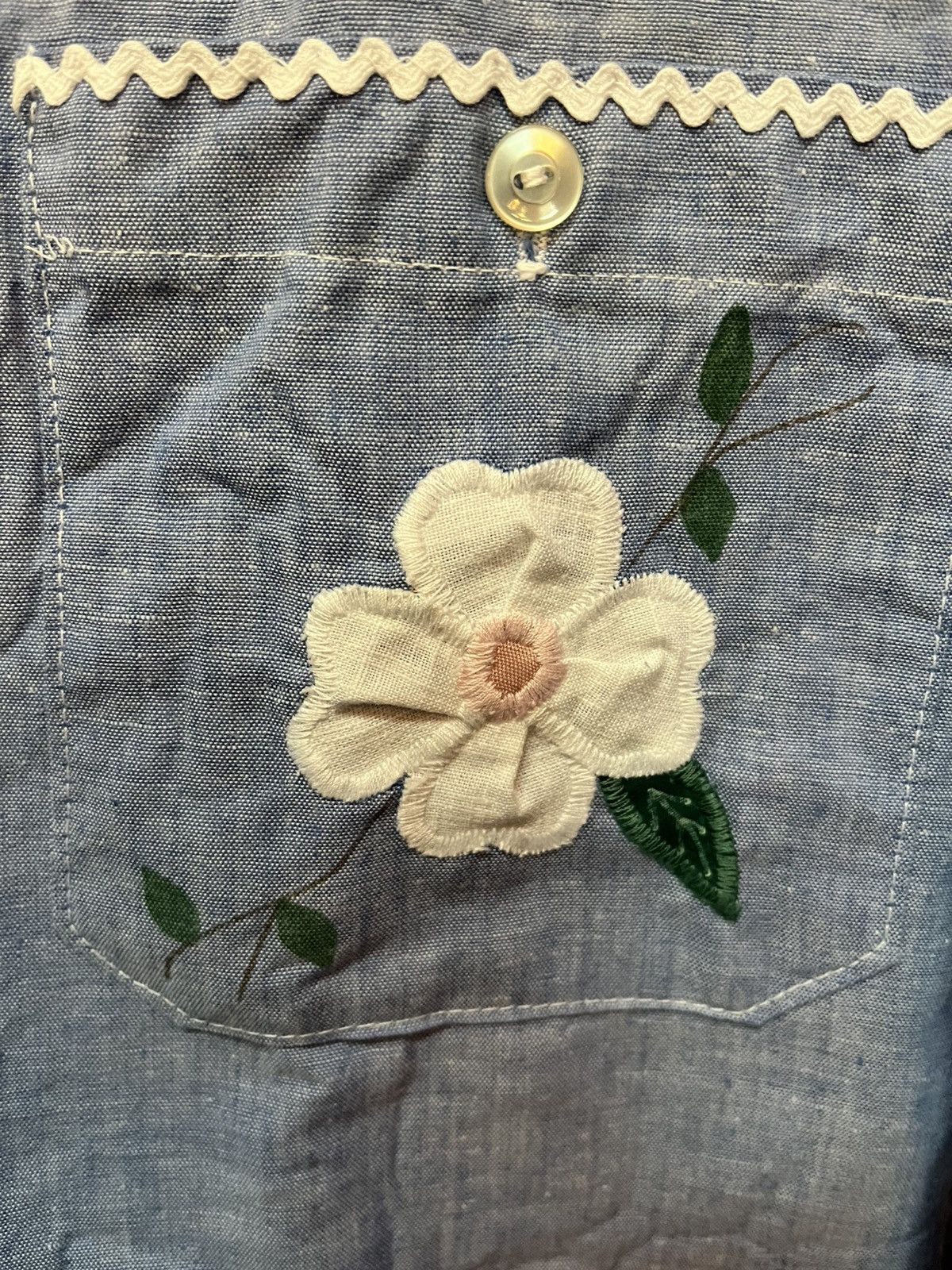 Other Vintage 1970s Cottage Crafts Bird Applique Chambray Shirt Size US L / EU 52-54 / 3 - 4 Thumbnail