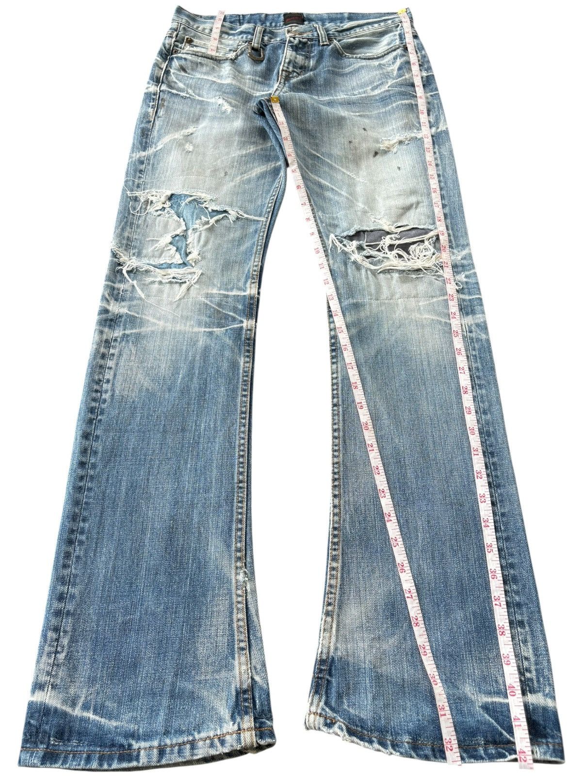 JACKROSE RARE VTG Jackrose Crazy Fade Patched Flare Jeans Size US 31 - 12 Thumbnail
