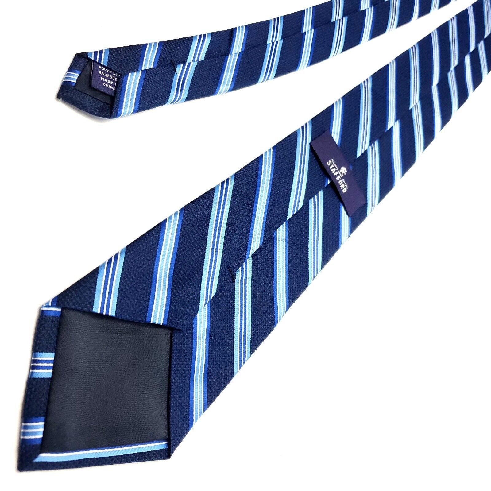 Stafford Stafford Blue Silk Tie Woven Striped Size ONE SIZE - 3 Thumbnail