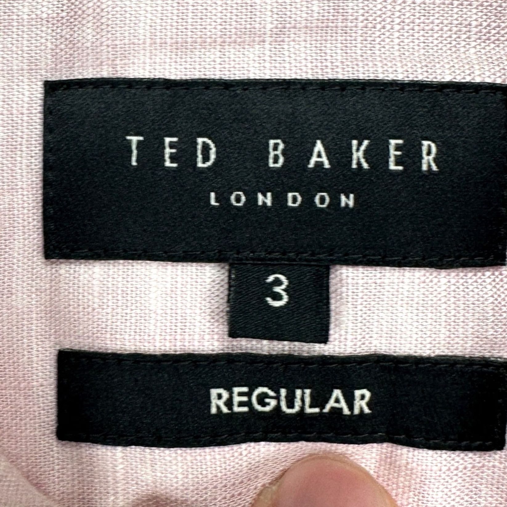 Ted Baker Ted Baker Shirt Mens Button Up Short Sleeve Light Pink Linen Blend 3 Small Cotton Fall Summer Casual Formal Travel Shirt Mens Size US S / EU 44-46 / 1 - 4 Thumbnail