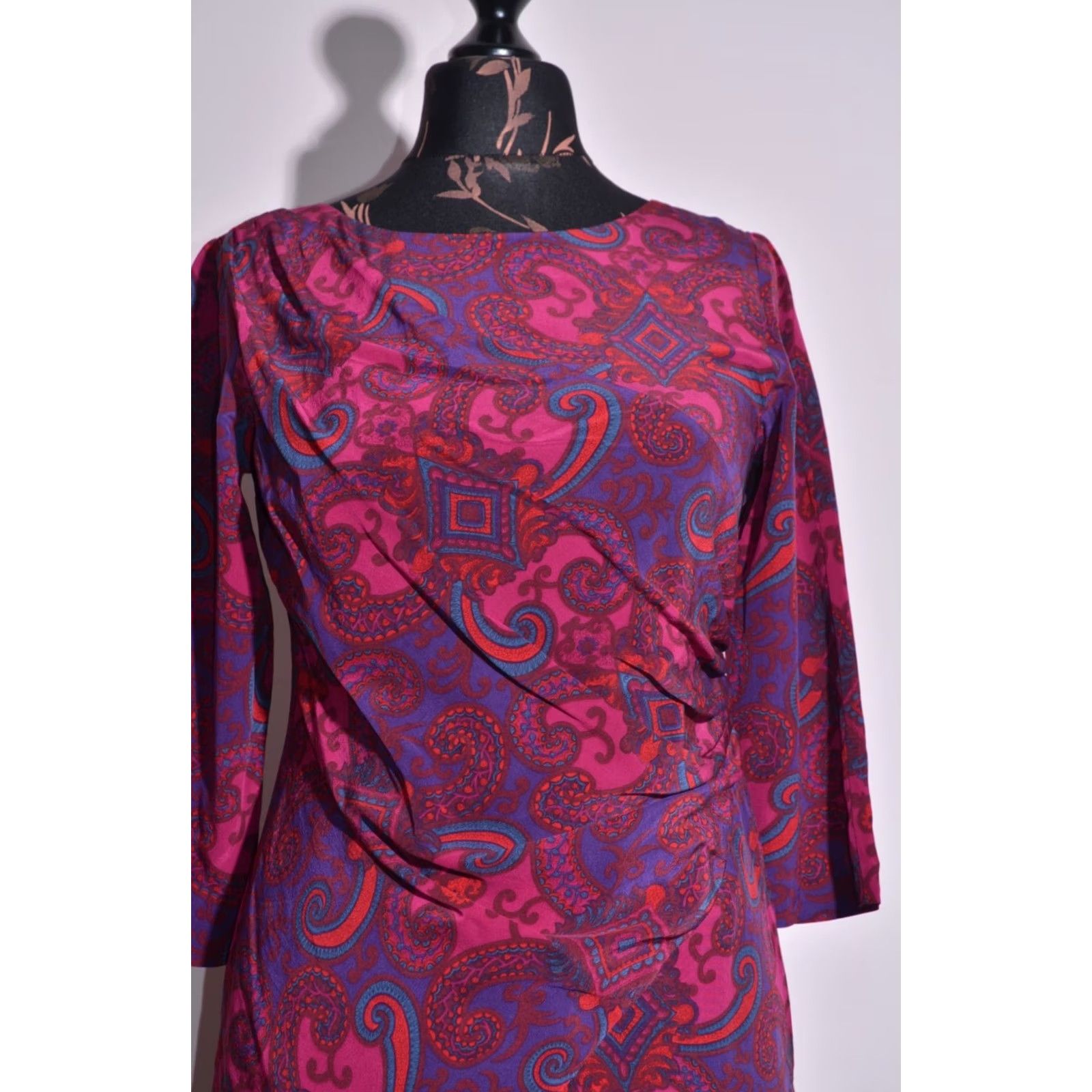 Gant GANT Women's Long Sleeve Lined SILK Dress UK10 / US6 Dress, Multicoloured, Knee Length, A-Line, Zipper, Silk, 10, Regular, Women, vintage: No Size L / US 10 / IT 46 - 2 Thumbnail