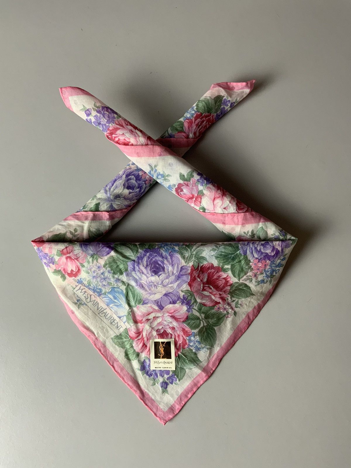 Yves Saint Laurent YSL Yves Saint Laurent Flower Vintage Bandana Handkerchief Size ONE SIZE - 1 Thumbnail