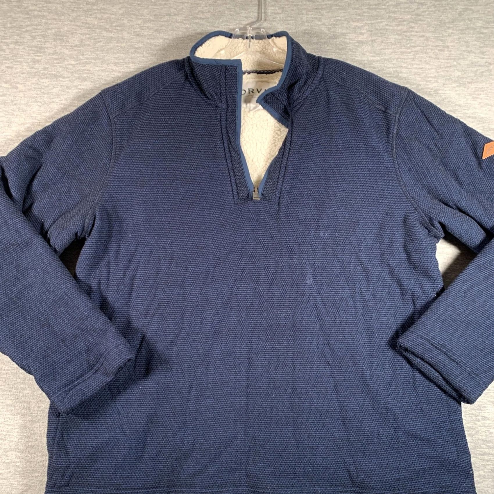 Orvis Orvis Mens Large Blue Waffle Fleece Quarter Zip Sherpa Lined Pullover Sweater Size US L / EU 52-54 / 3 - 2 Thumbnail