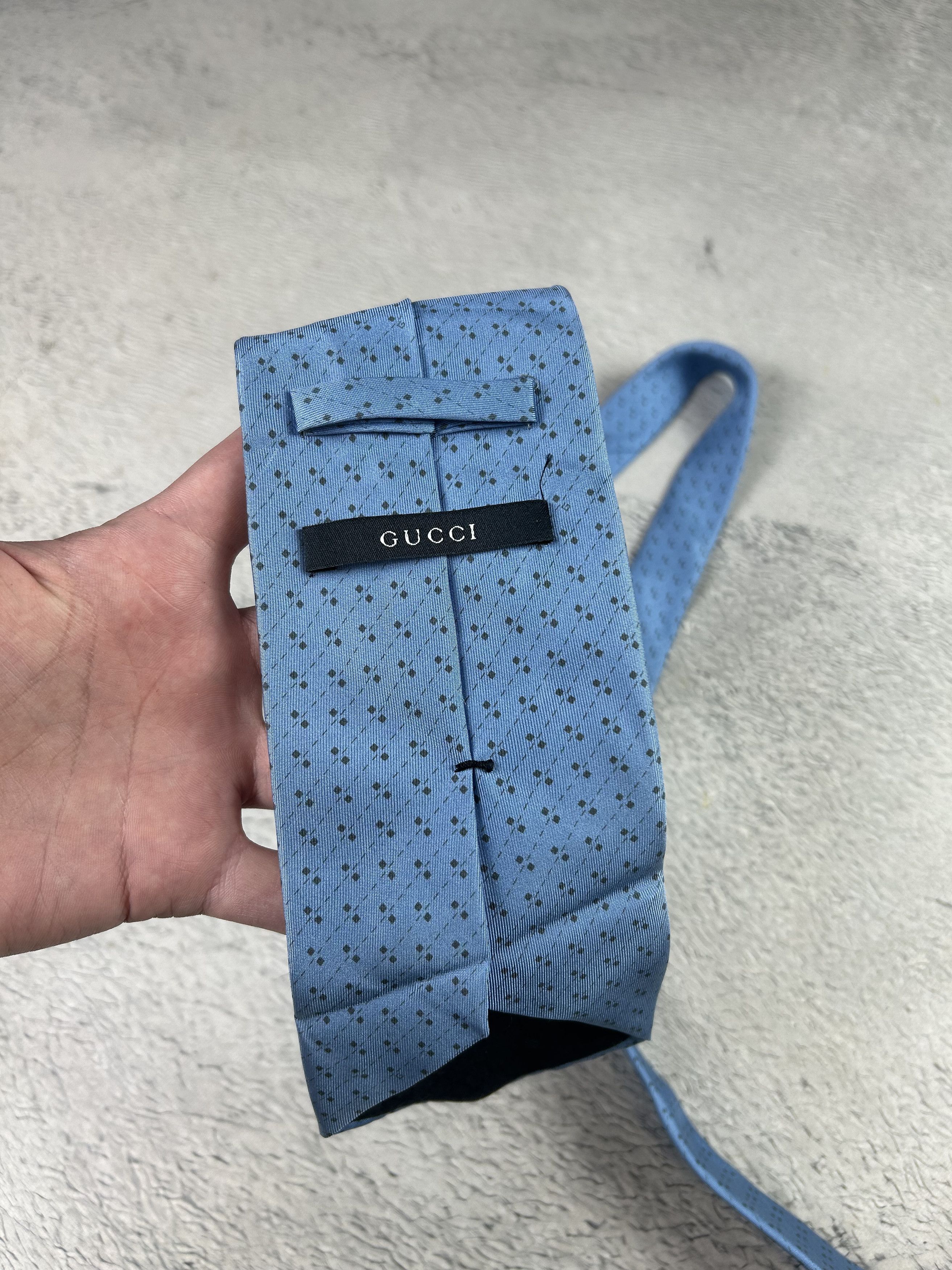 Gucci Gucci Silk Tie Blue Classic Made In Italy Size ONE SIZE - 2 Thumbnail