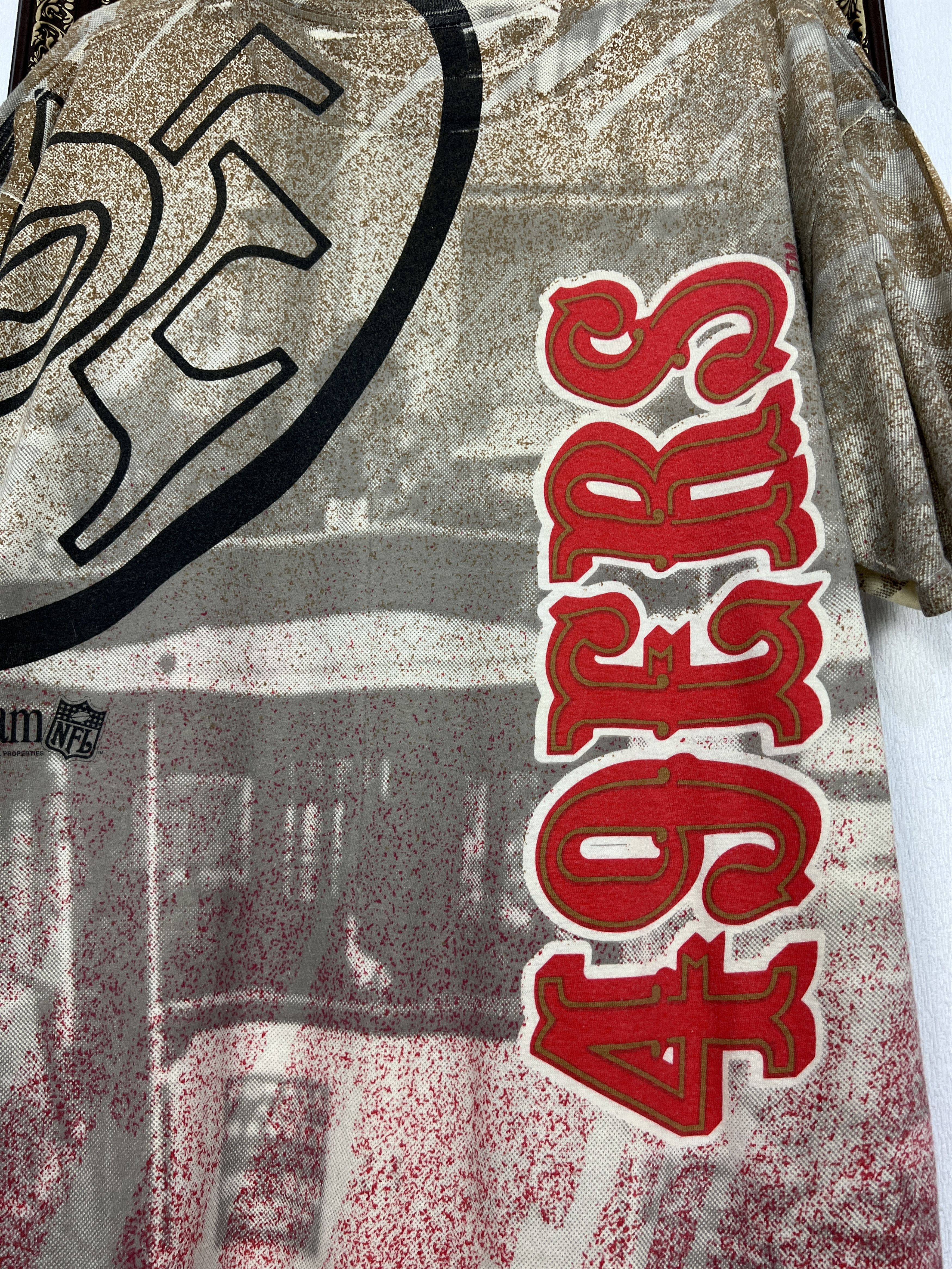 Vintage Vintage 90's San Francisco 49ERS All Over Print Tee Shirt Size US XL / EU 56 / 4 - 11 Thumbnail
