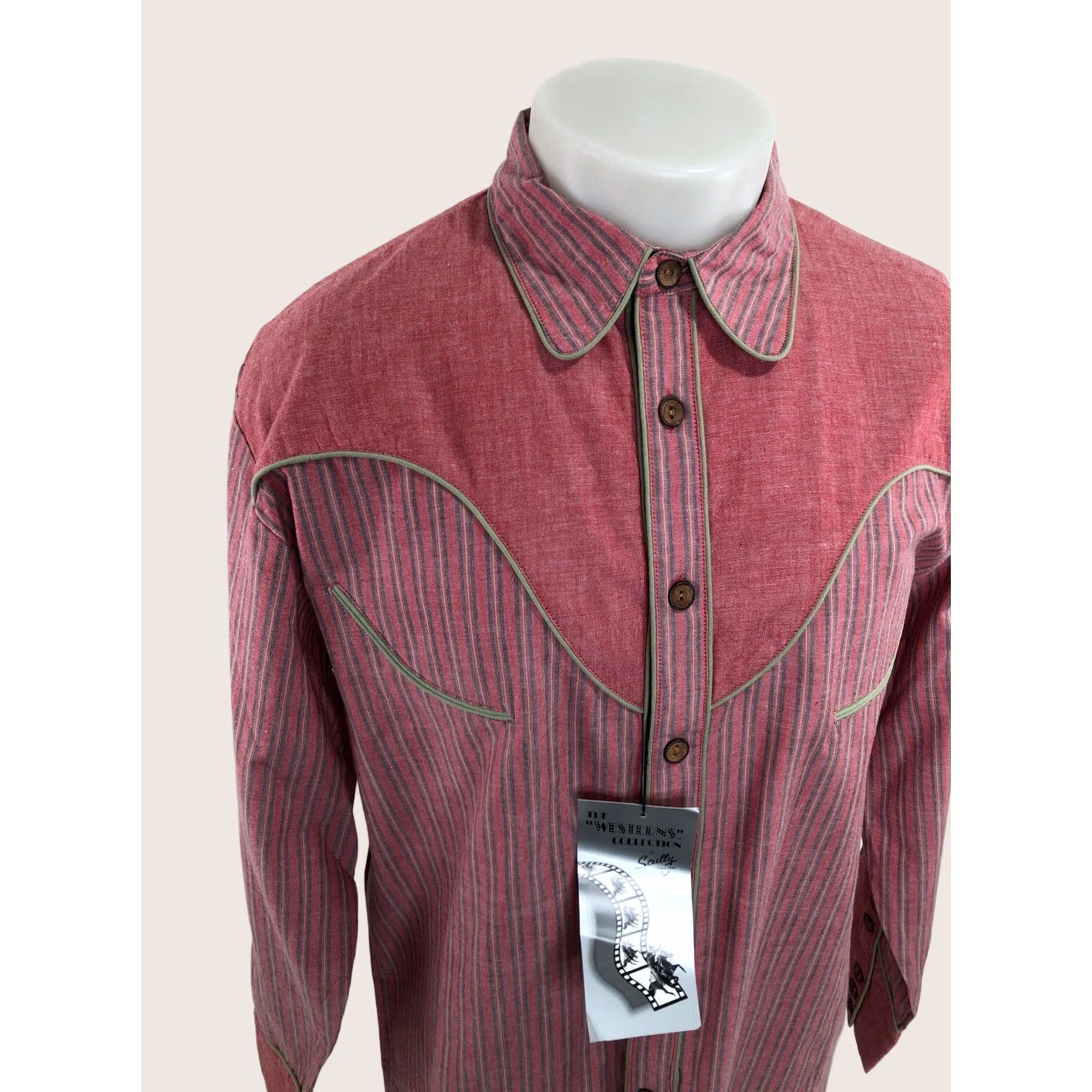 Scully Scully Western Shirt M Striped Button-Up Long Sleeve Vintage CORRIGAN NEW w TAG Mens Pink / Green / Blue Size US M / EU 48-50 / 2 - 1 Thumbnail