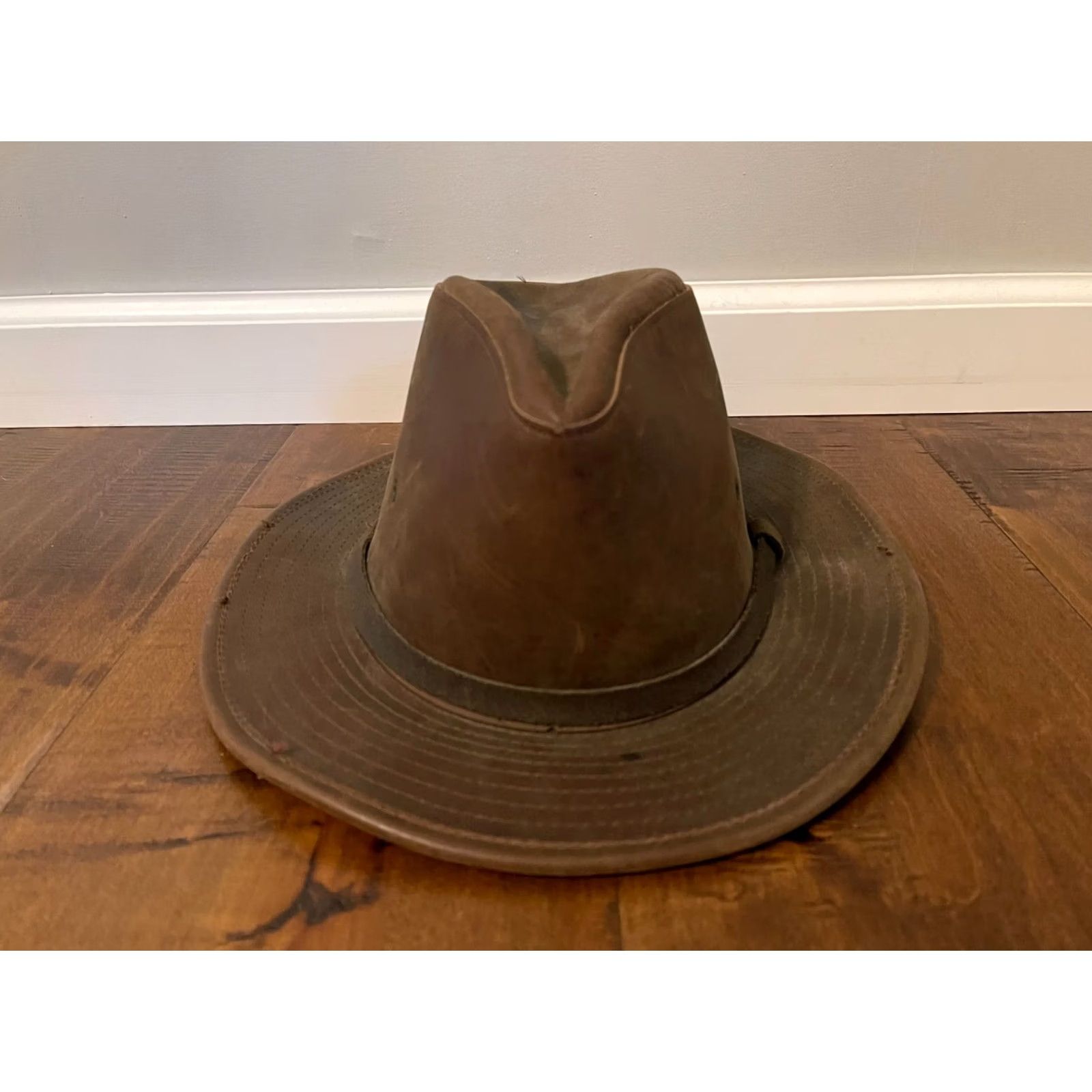 Vintage VINTAGE Henschel Hat Cowboy Leather Outback Hat Adult S Brown USA Size ONE SIZE - 2 Thumbnail