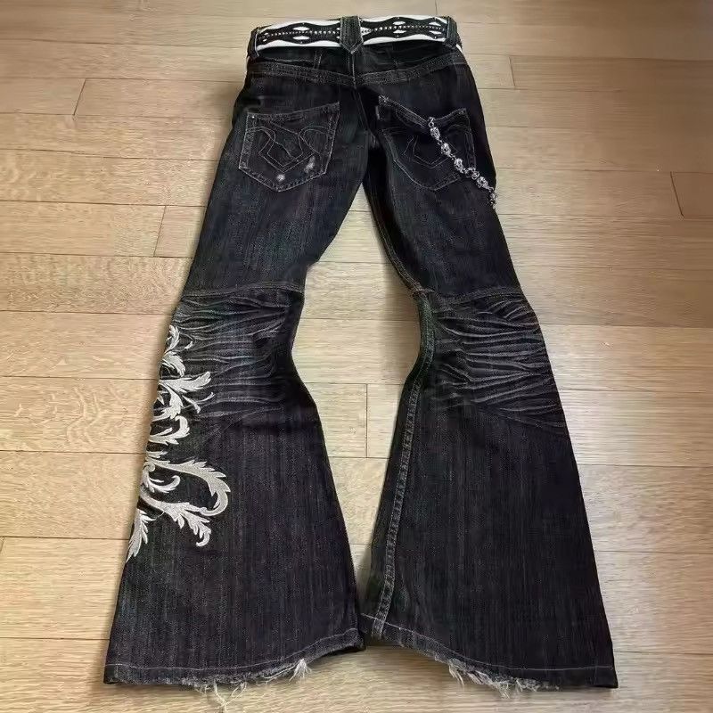 Other Flared Punk Embroidery Jeans Size US 34 / EU 50 - 2 Thumbnail