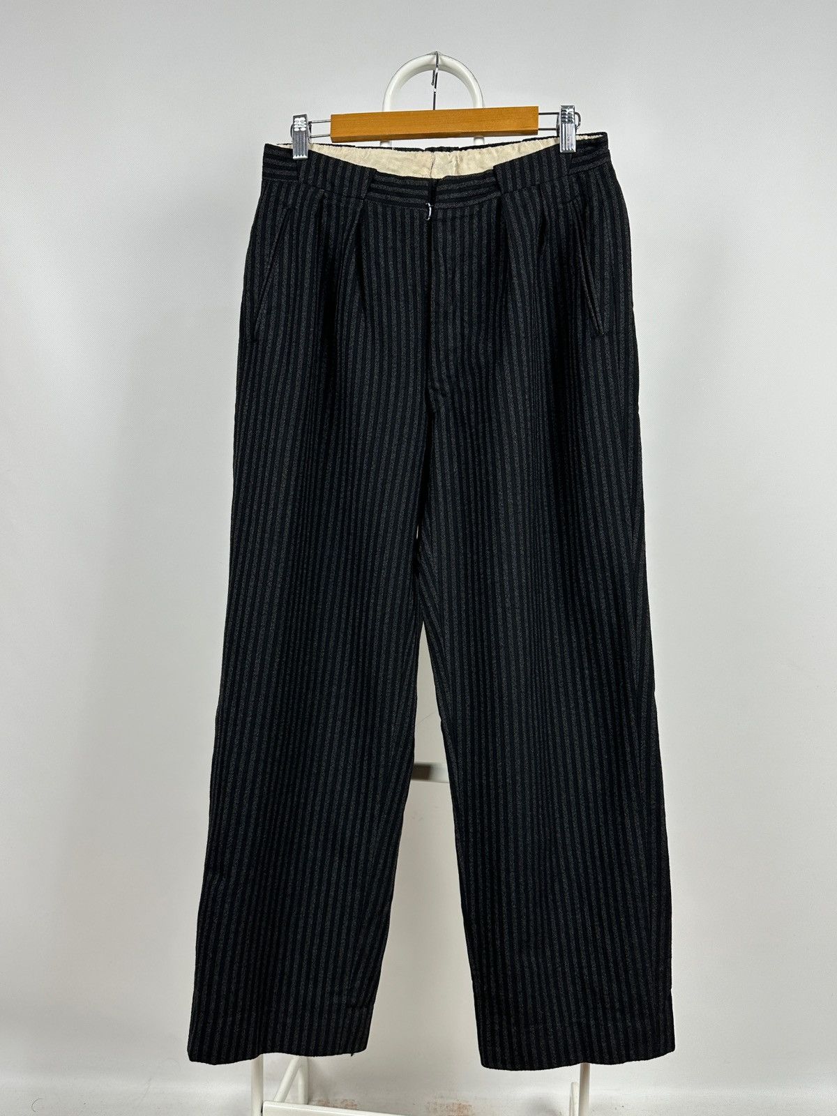 Vintage 1930-50s Antique European Work High Waist Wool Trousers Size US 30 / EU 46 - 2 Thumbnail