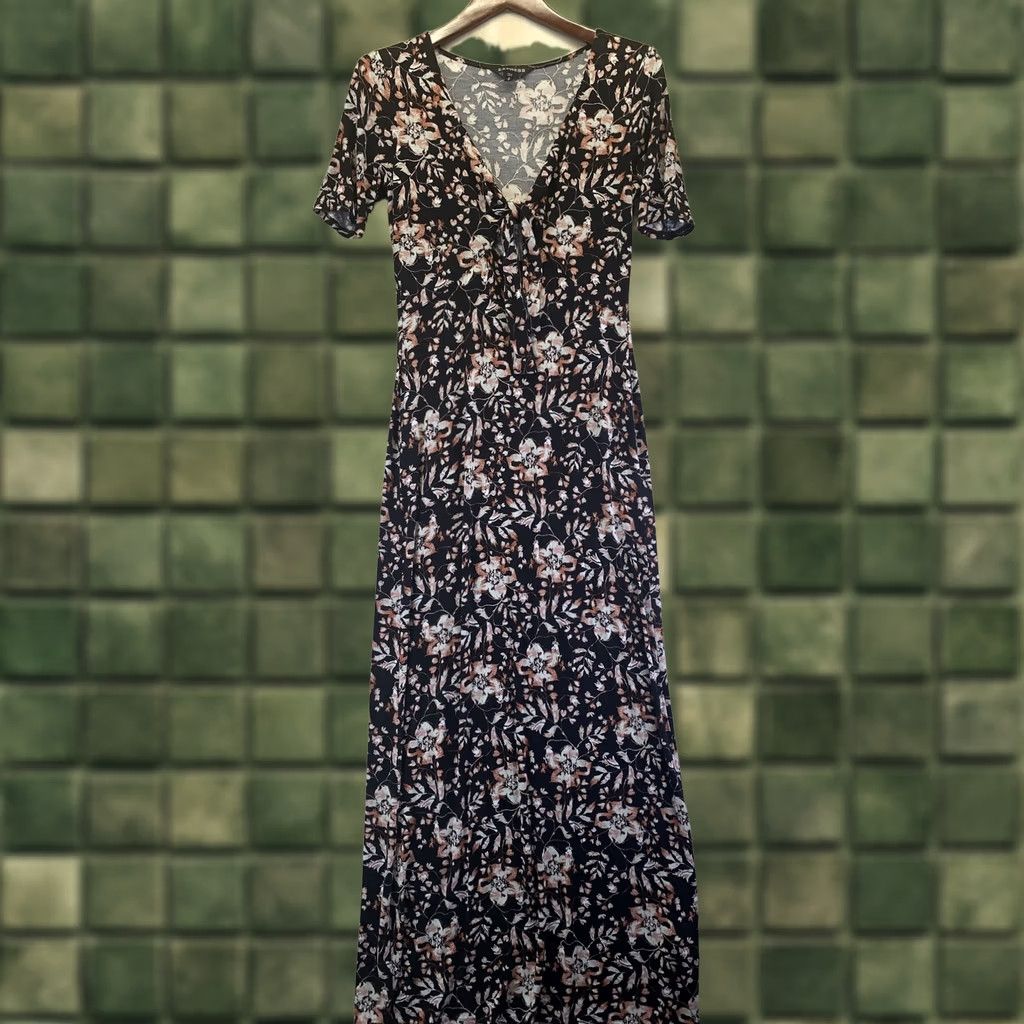 Express Express Womens Size M Short Sleeve Knot Front Maxi Floral Dress-6315 Size 32" / US 10 / IT 46 - 1 Thumbnail