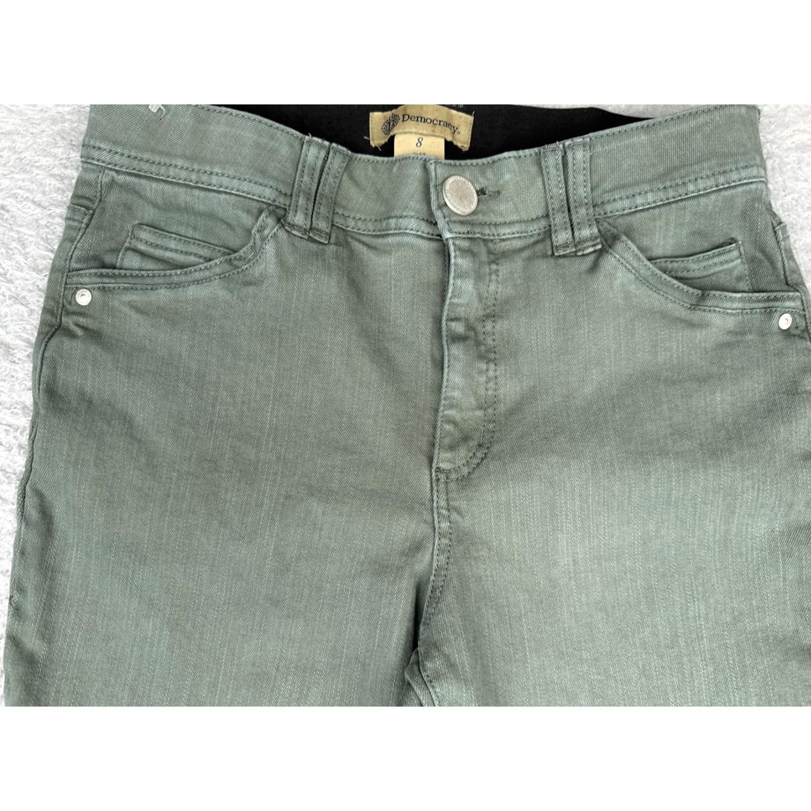 Vintage Democracy Jeans Cropped Womens 8 Green Mid Rise Stretch Denim 29x26 Pants Size 30" / US 8 / IT 44 - 4 Thumbnail