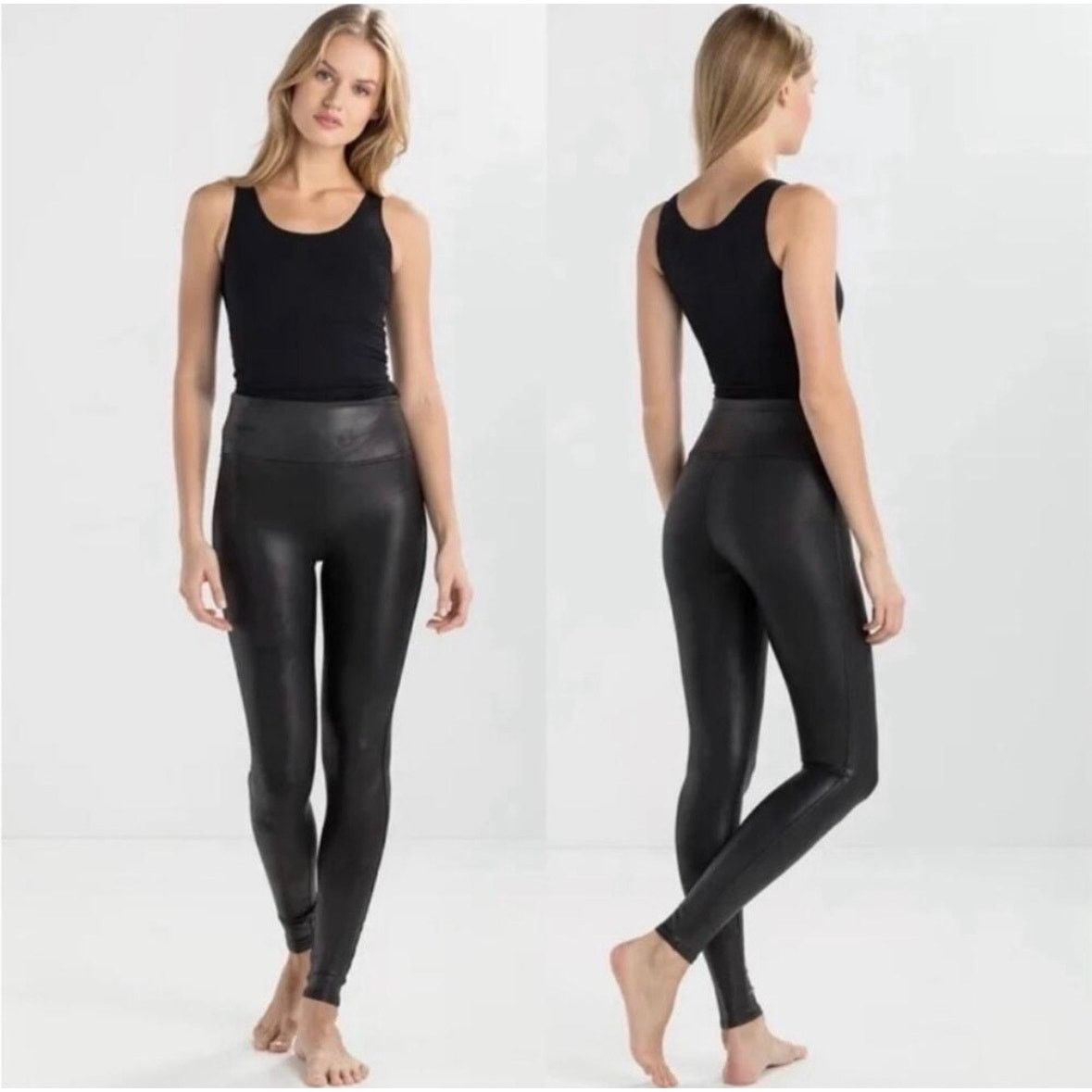 Spanx Spanx High Rise Faux Leather Athletic Leggings Stretch EUC M Size 28" / US 6 / IT 42 - 8 Thumbnail