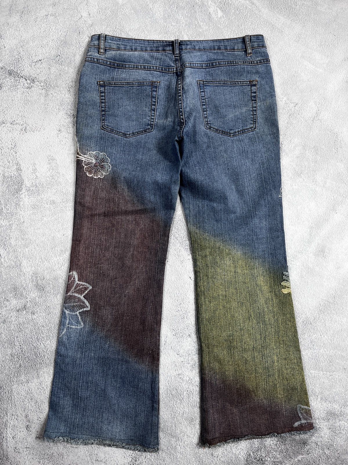 Japanese Brand × Vintage VintageY2K Flared low rise patchwork faded bootcut jeans Size 29" - 7 Thumbnail