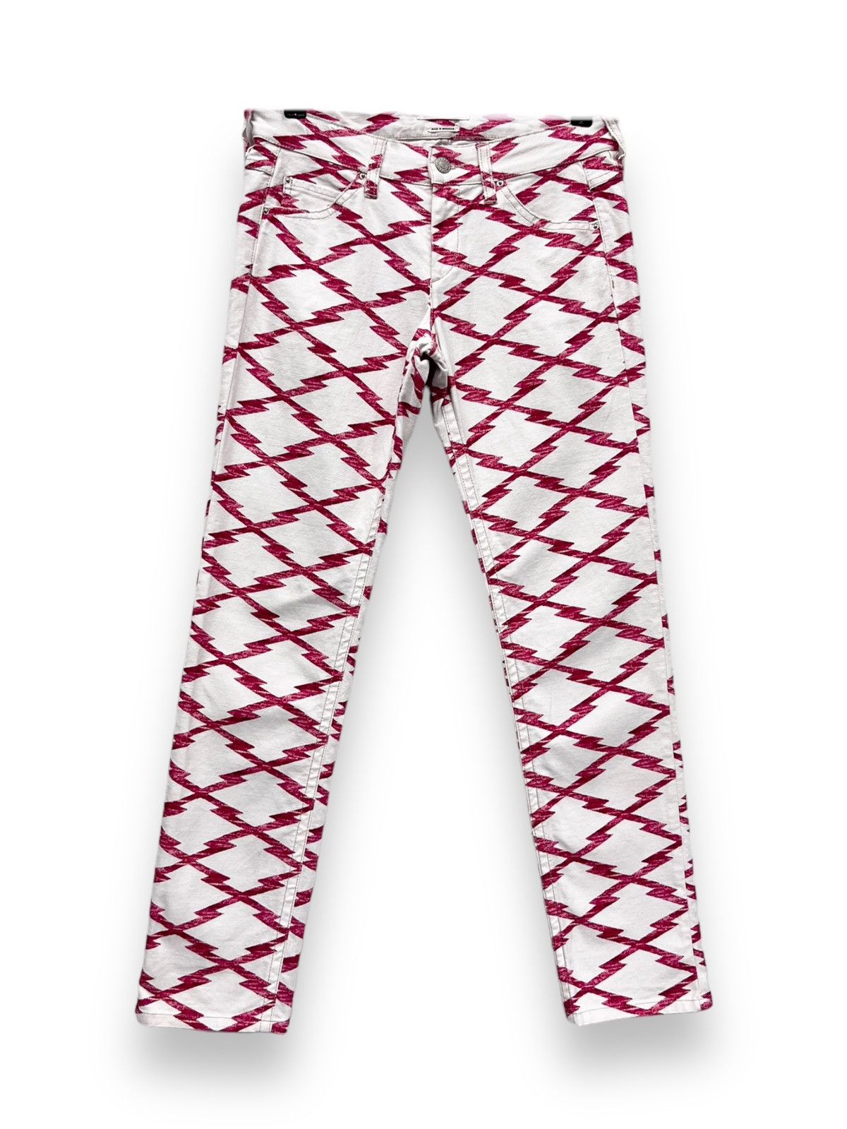 image of Vintage Isabel Marant Etoile Aztec Print Stretched Denim in White, Women's (Size 29)