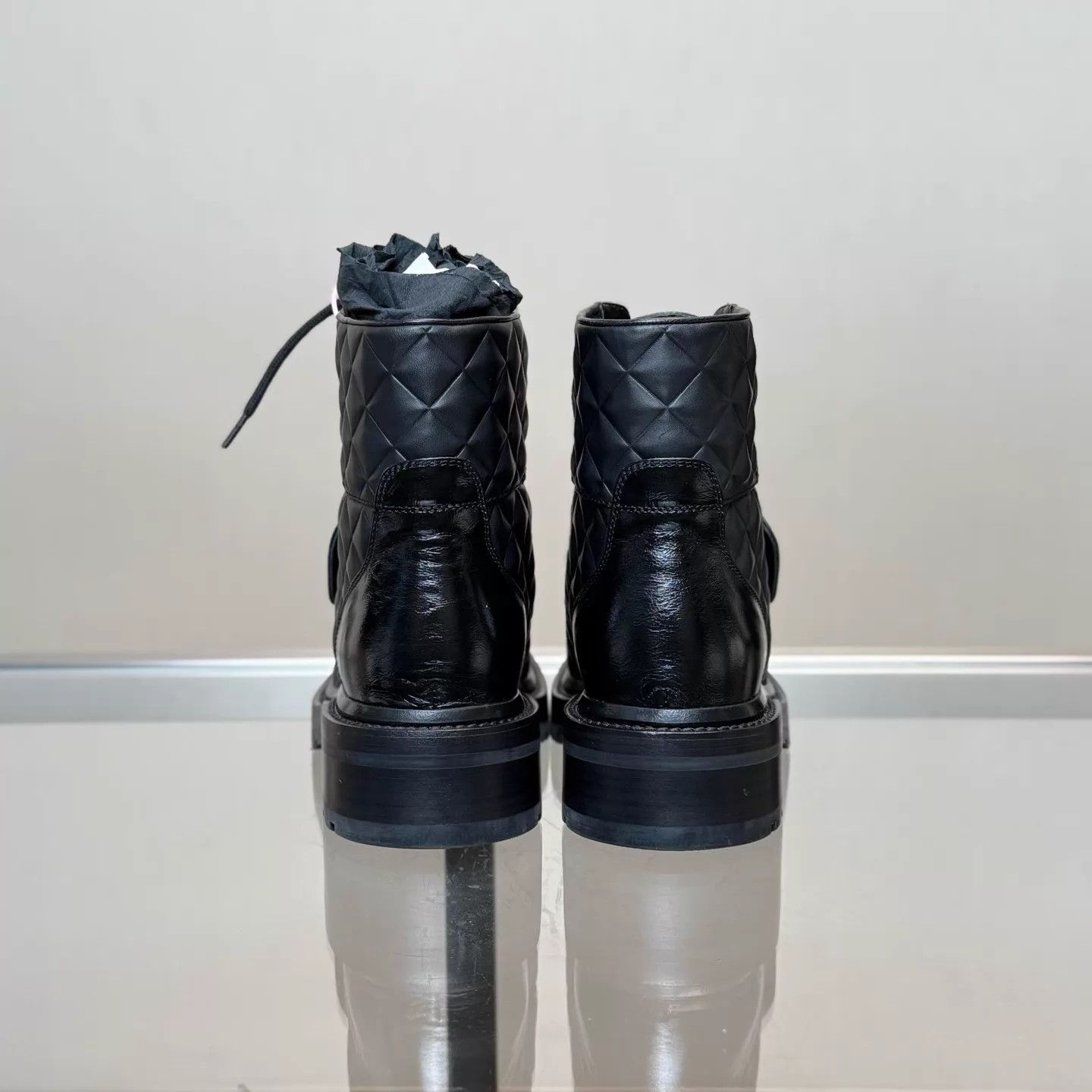 Chanel Chanel black and gold CC quilted short boots 36 New Unused Size US 5.5 / IT 35.5 - 4 Thumbnail