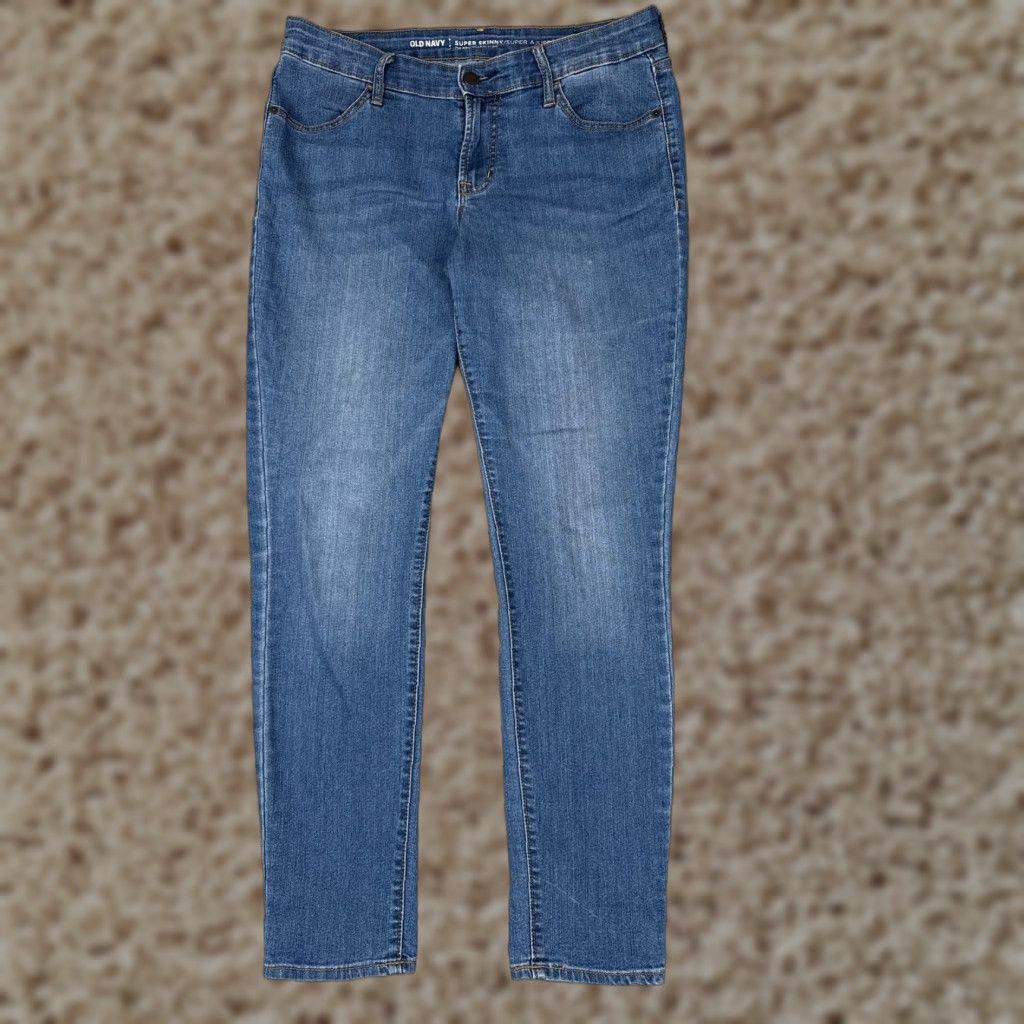 Old Navy Old Navy Jeans Womens 10 Blue Mid Rise Super Skinny Stretch Denim Five Pocket Jeans Size 32" / US 10 / IT 46 - 1 Thumbnail