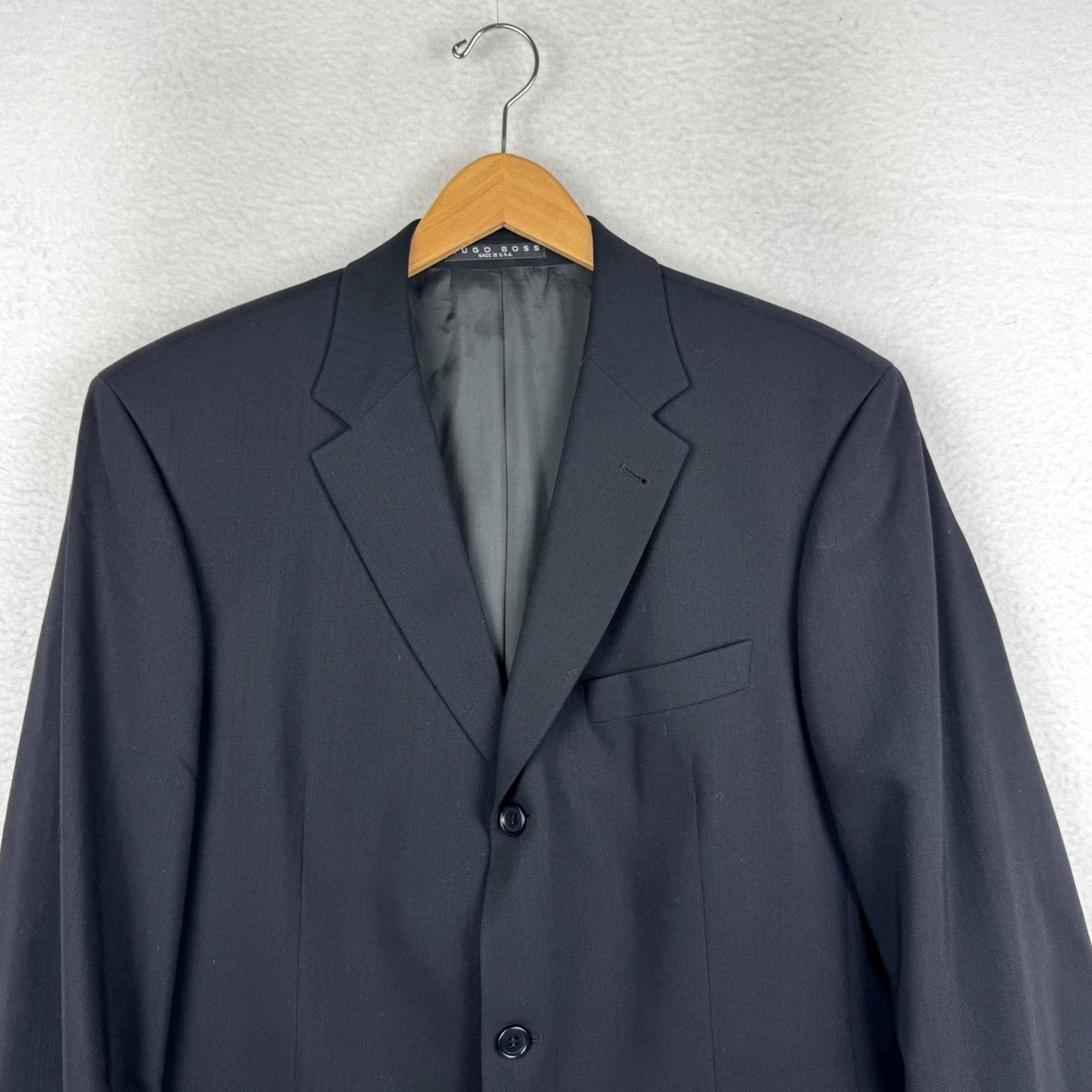 Hugo Boss VINTAGE BOSS by Hugo Boss Mens 42L Einstein Wool Black Suit Coat Blazer Jacket USA Size 42R - 4 Thumbnail