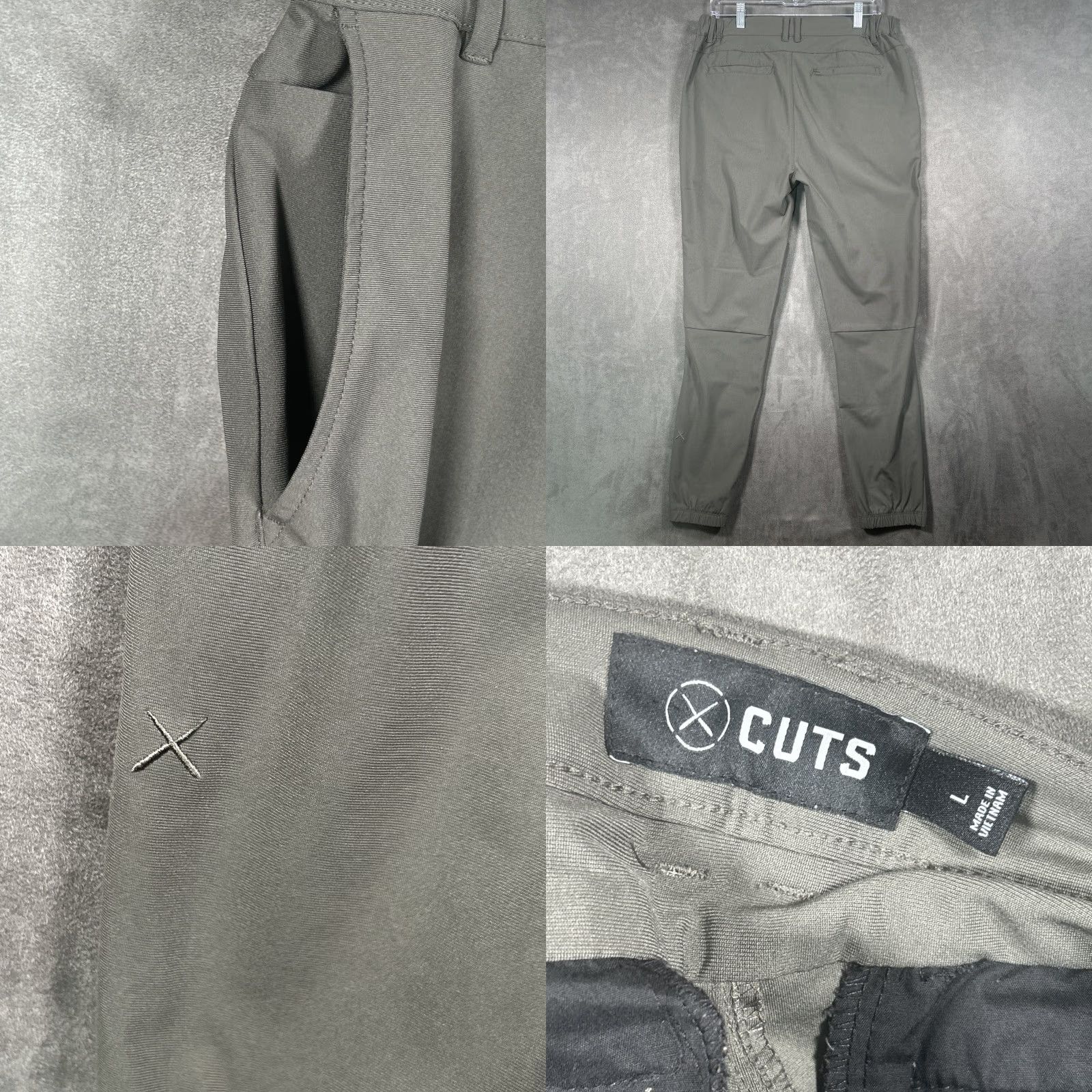 Cuts Cuts Clothing AO Jogger Pants Mens L Olive Green Tapered Stretch MB10057V 32x28 Size US 33 - 8 Thumbnail