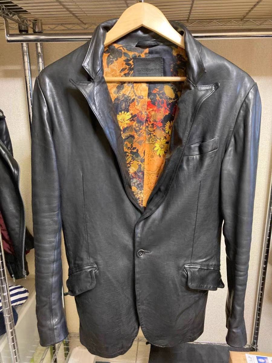 Isamu Katayama Backlash Black Leather Jacket with Floral Lining - Size L Size US L / EU 52-54 / 3 - 1 Thumbnail